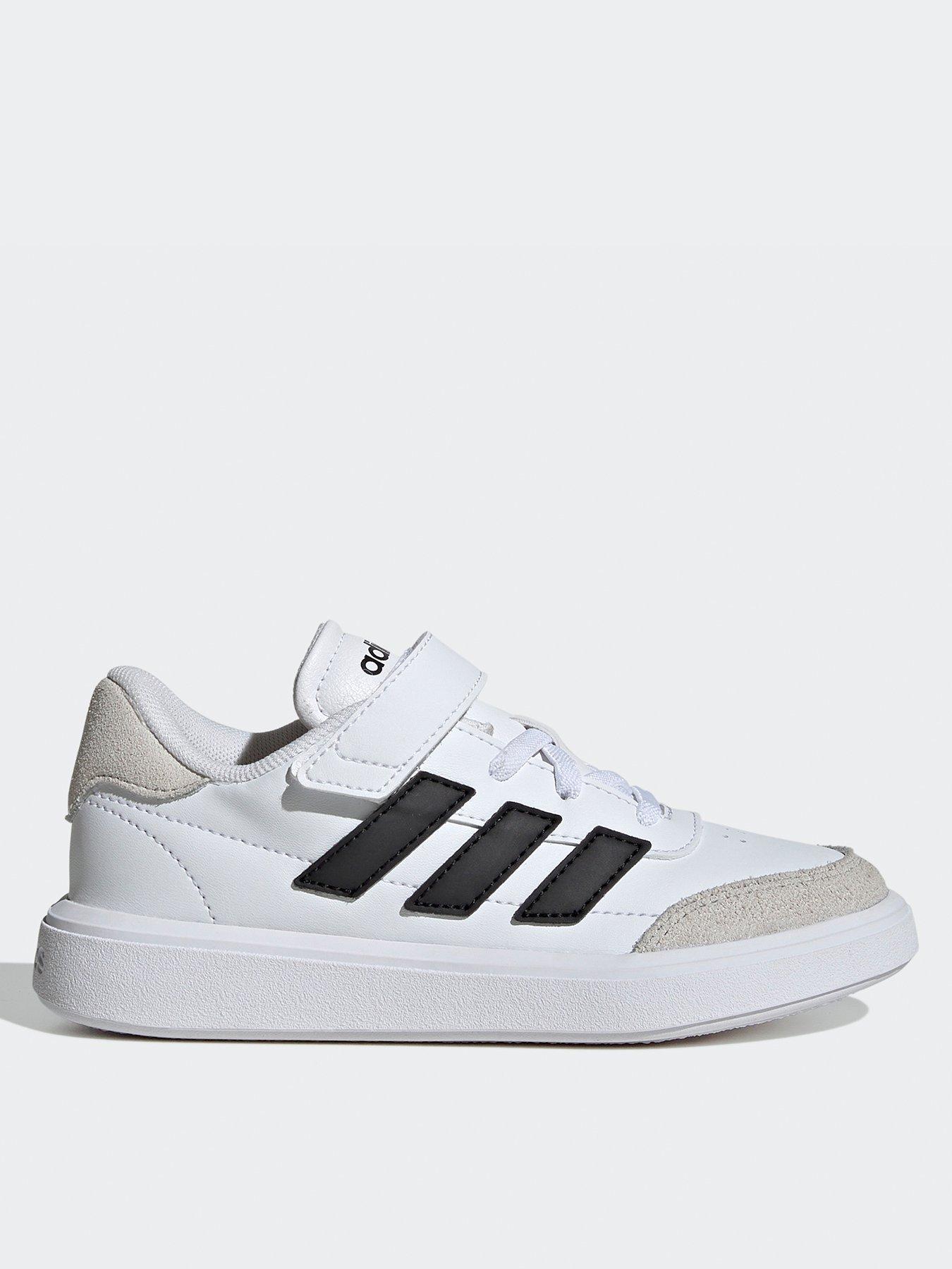 undefined Kid's Courtblock Elasticated Trainers - White/Black