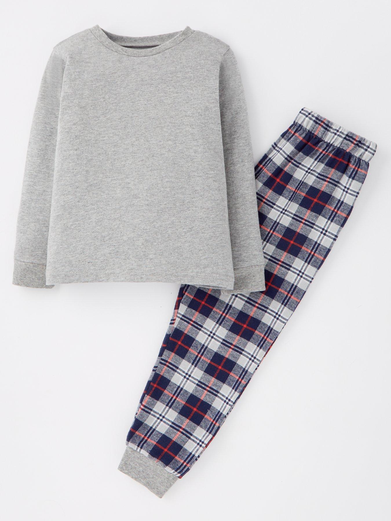 undefined Boys Longsleeve Rib And Check Pyjama set - Multi