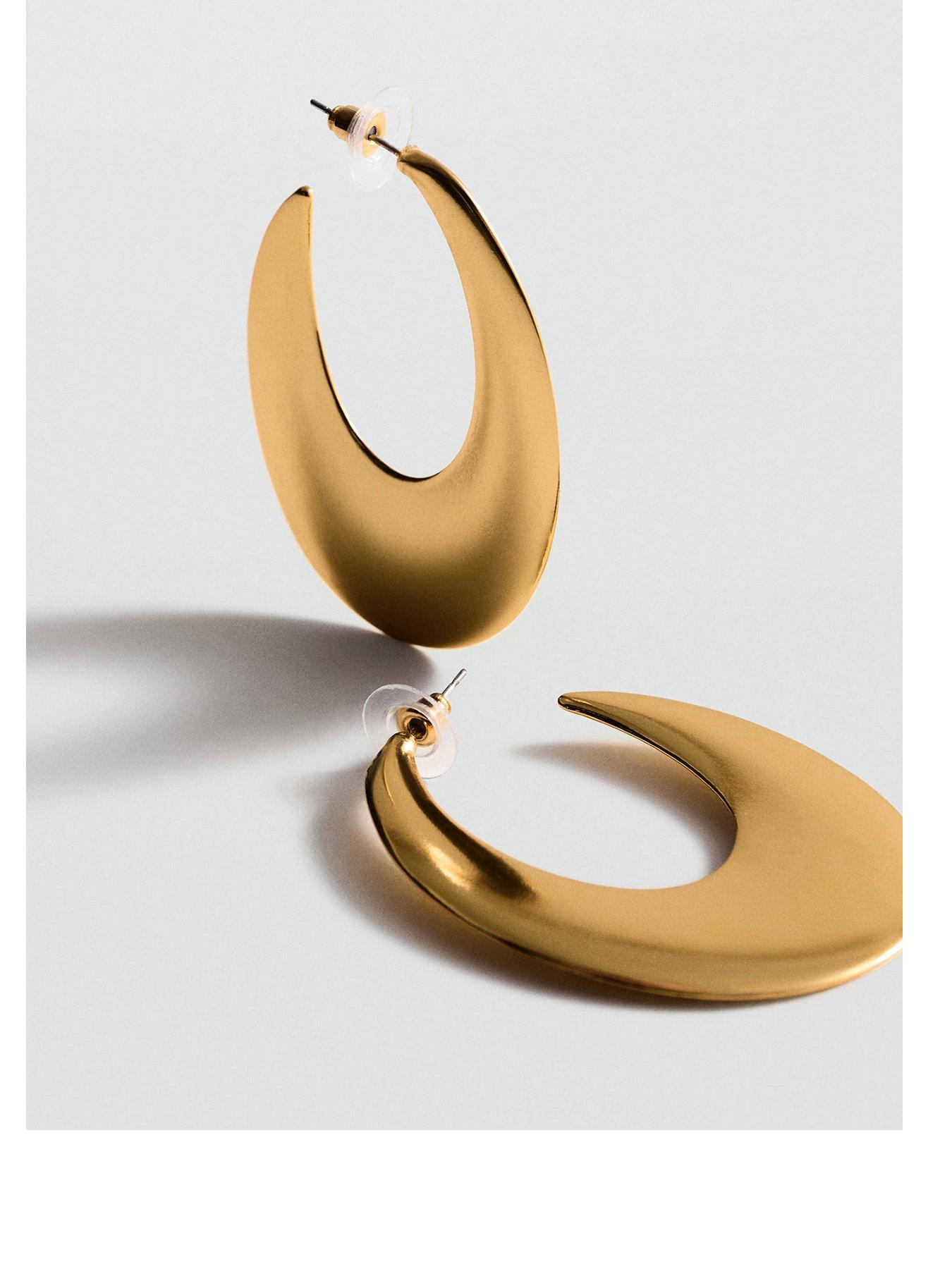 Product photograph of Mango Gold Large Hoop Detail Earrings from very.co.uk