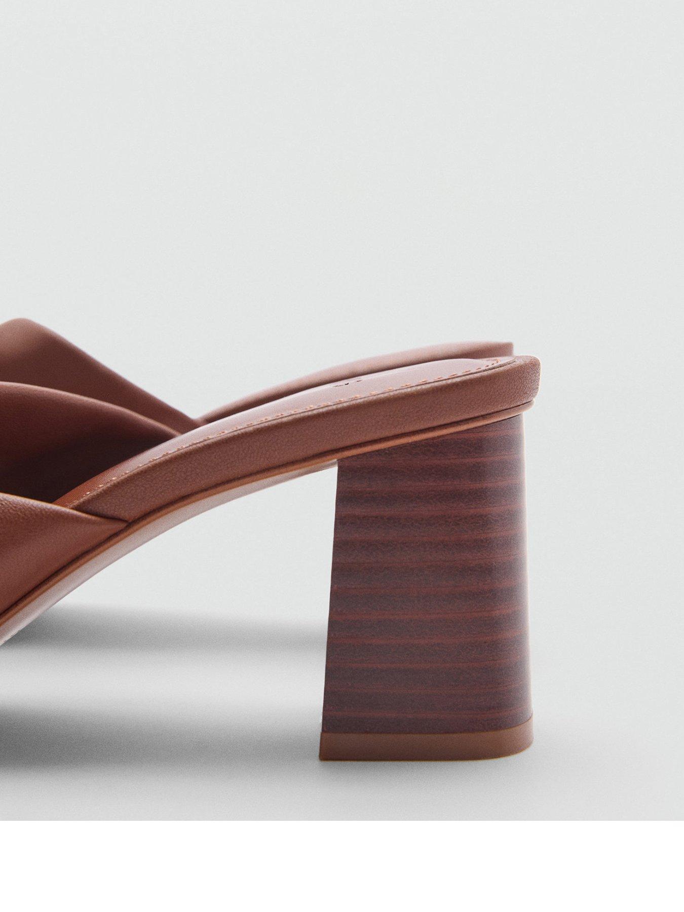 Brown leather mules heels deals