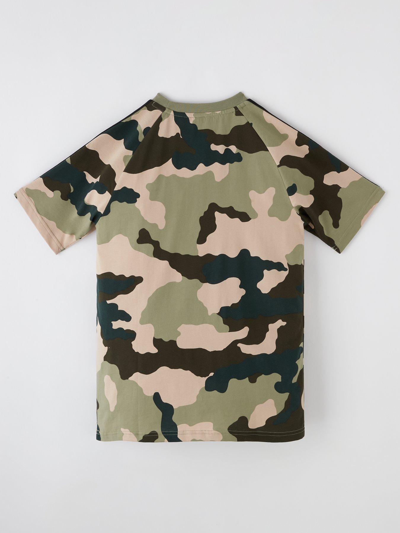 Junior Boys Essentials Camo Print T shirt Green