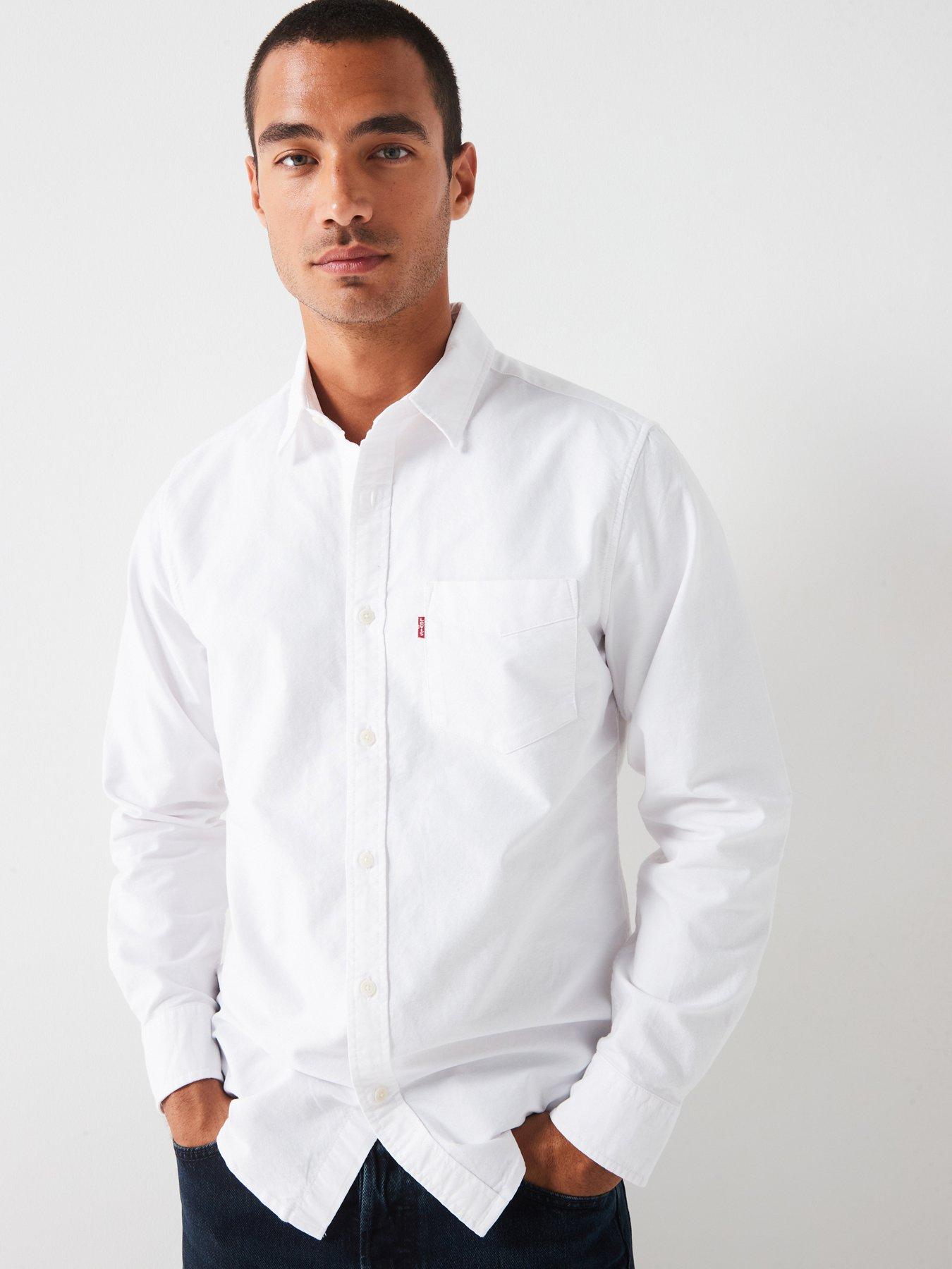 undefined Button Down Long Sleeve Pocket Shirt - White