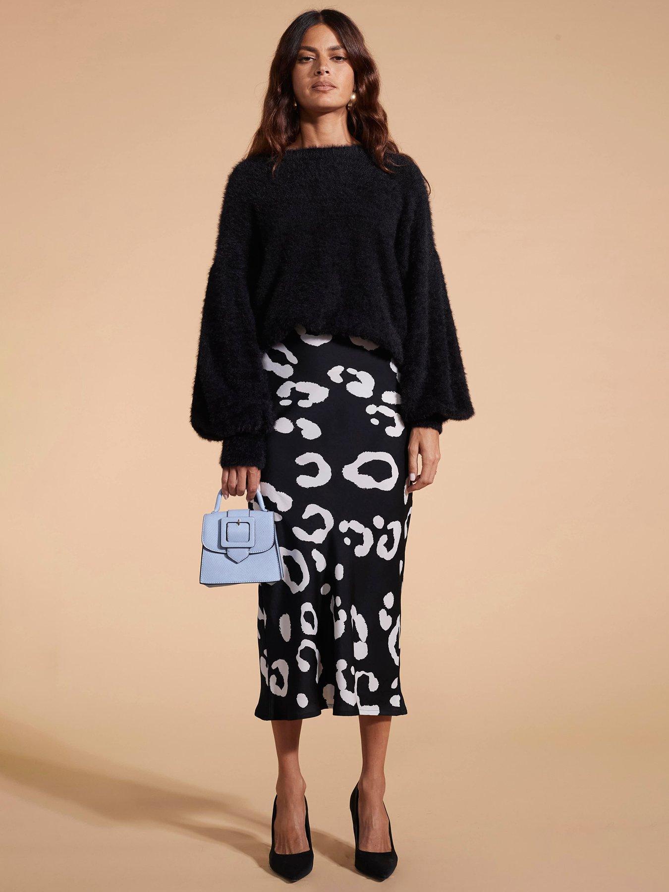 Image 4 of 4 of Dancing Leopard Leopard Printed Midi Skirt - Black