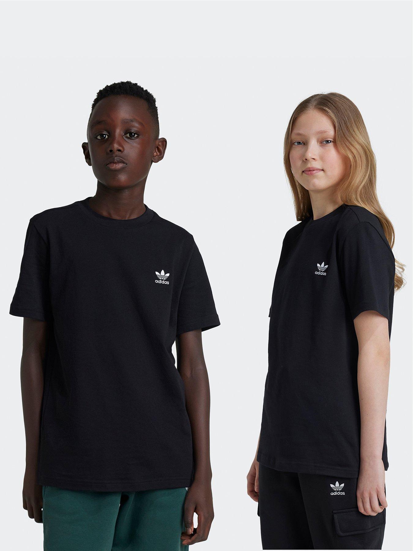 Boys, adidas Originals Older Unisex Tee - Black, Black, Size 8-9 Years