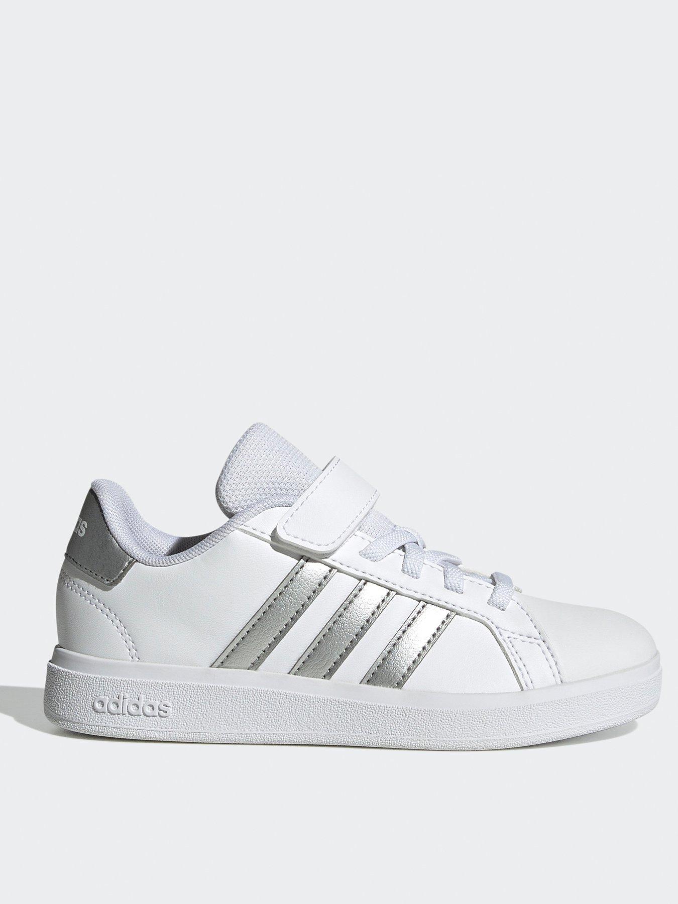 Image of adidas Sportswear Kid's Grand Court 2.0 Elasticated Trainers - White/silver