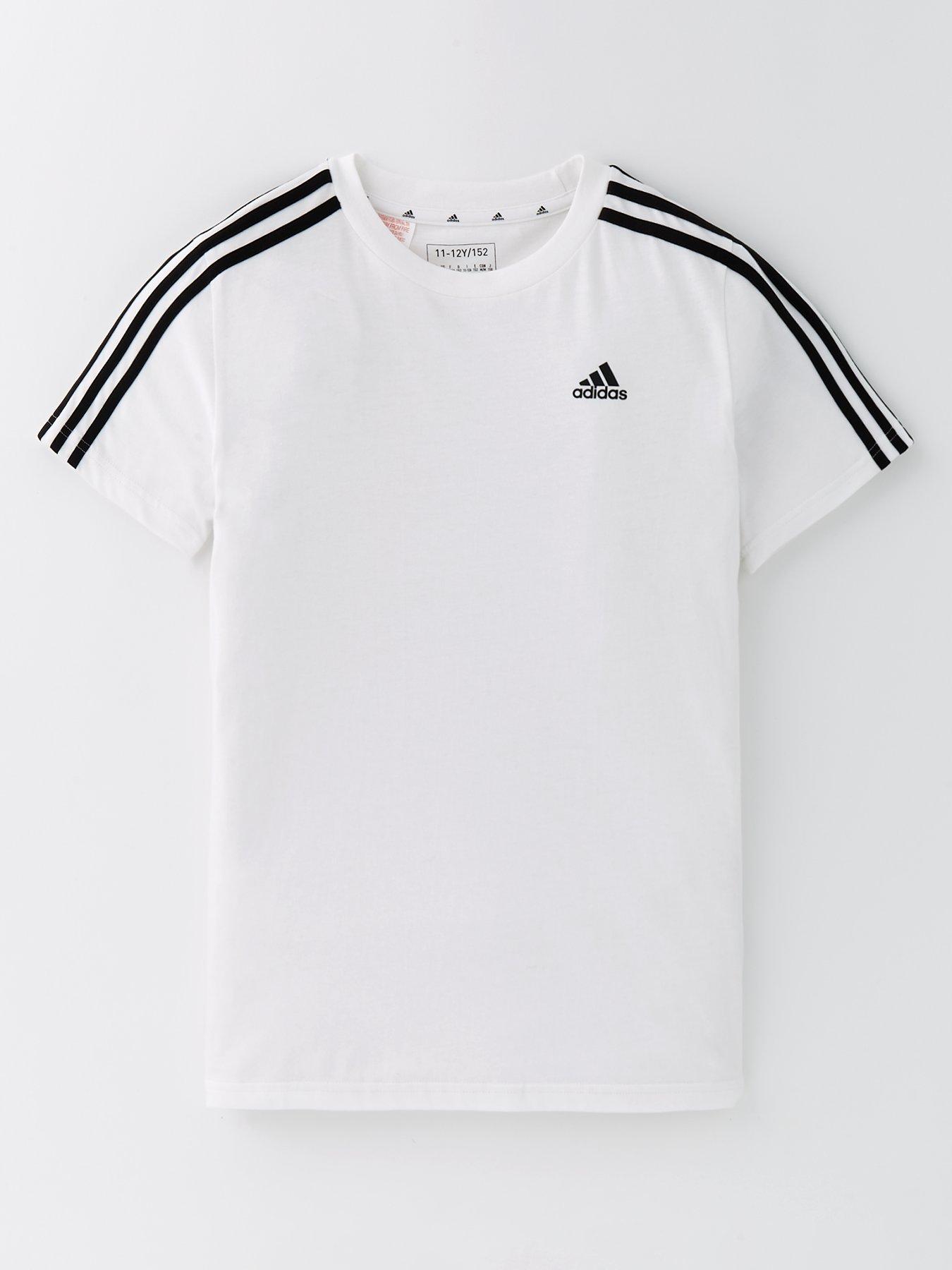 adidas Sportswear Junior Boys Essentials 3 Stripe T shirt White Very