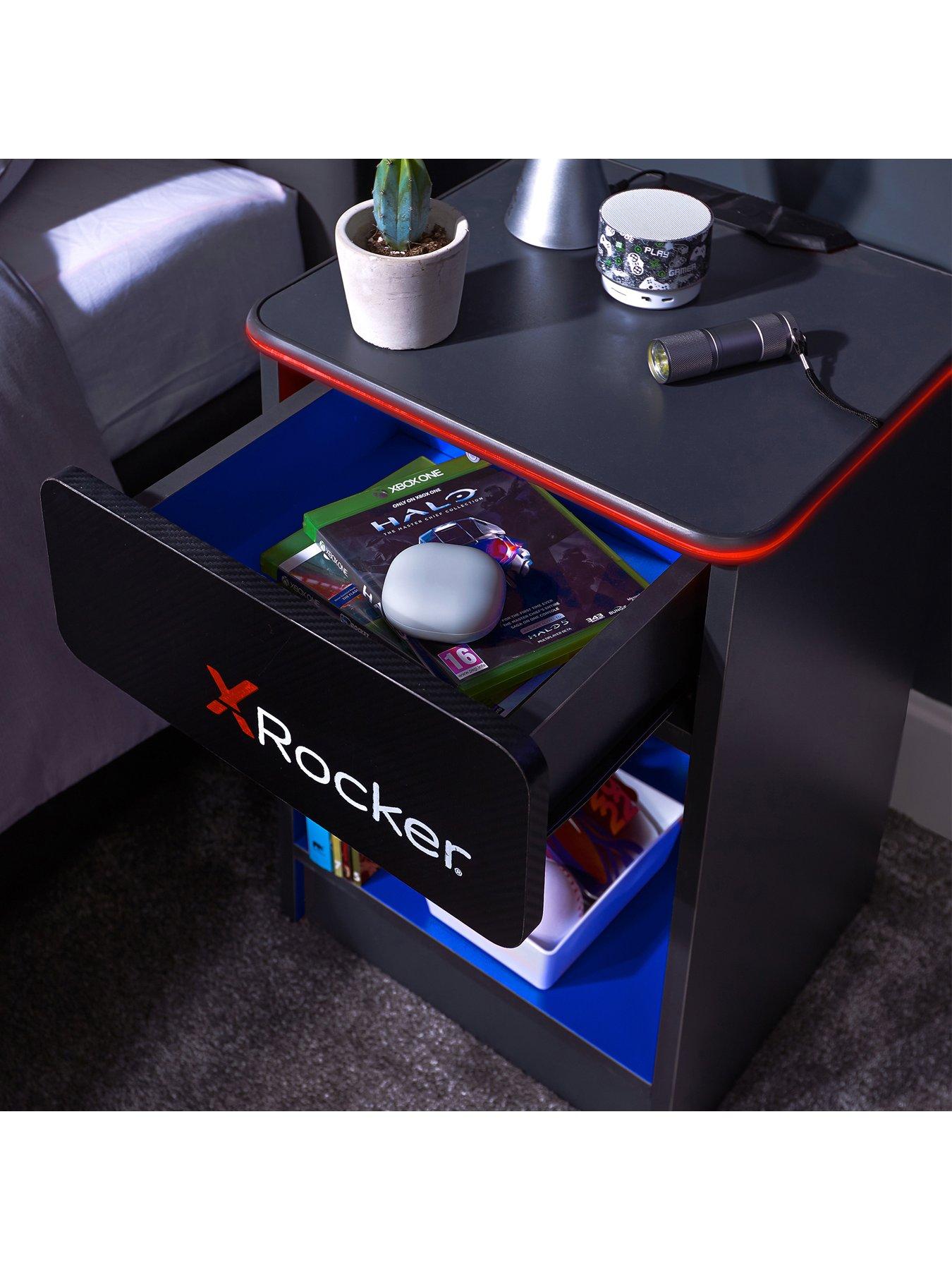 Image 4 of 7 of X Rocker Carbon-tek Bedside Table with Wireless Charging and Neo Fibre LED Lighting