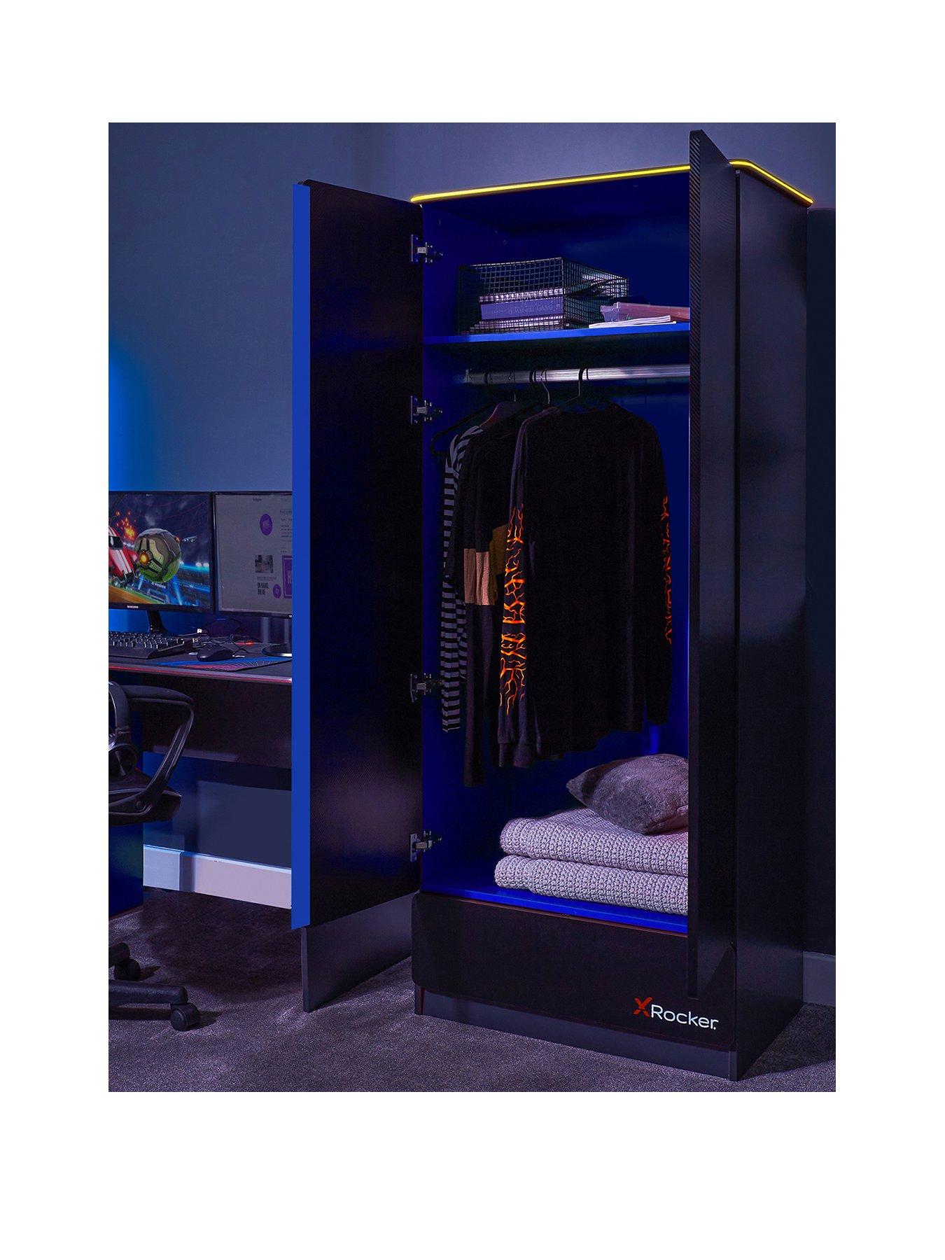 X Rocker Carbon-tek 2 Door Wardrobe with Neo Fibre LED Lighting | Very