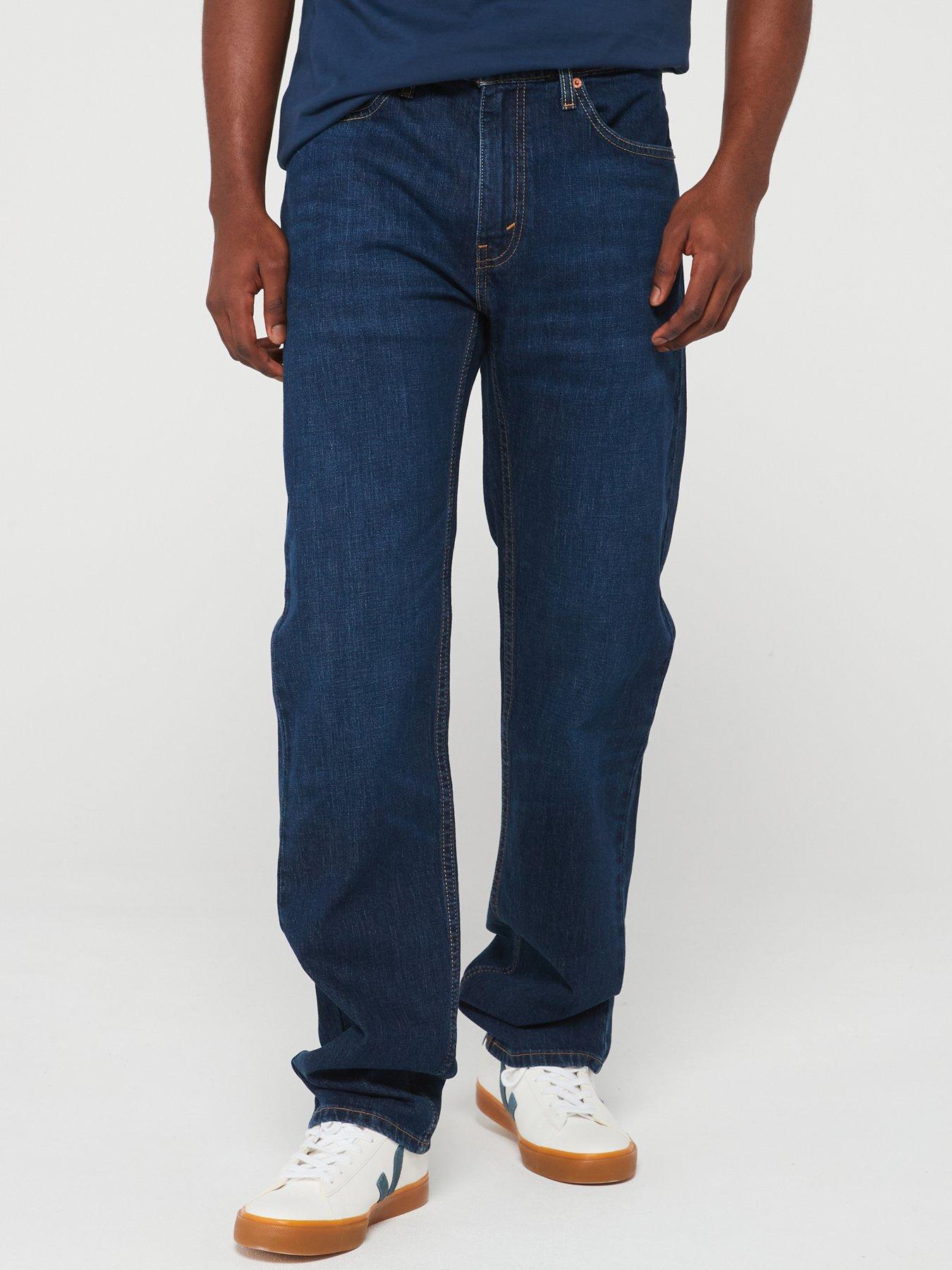 Levi's 505 Regular Straight Fit Jeans, Dark Blue, Size 38, Inside Leg Regular, Men