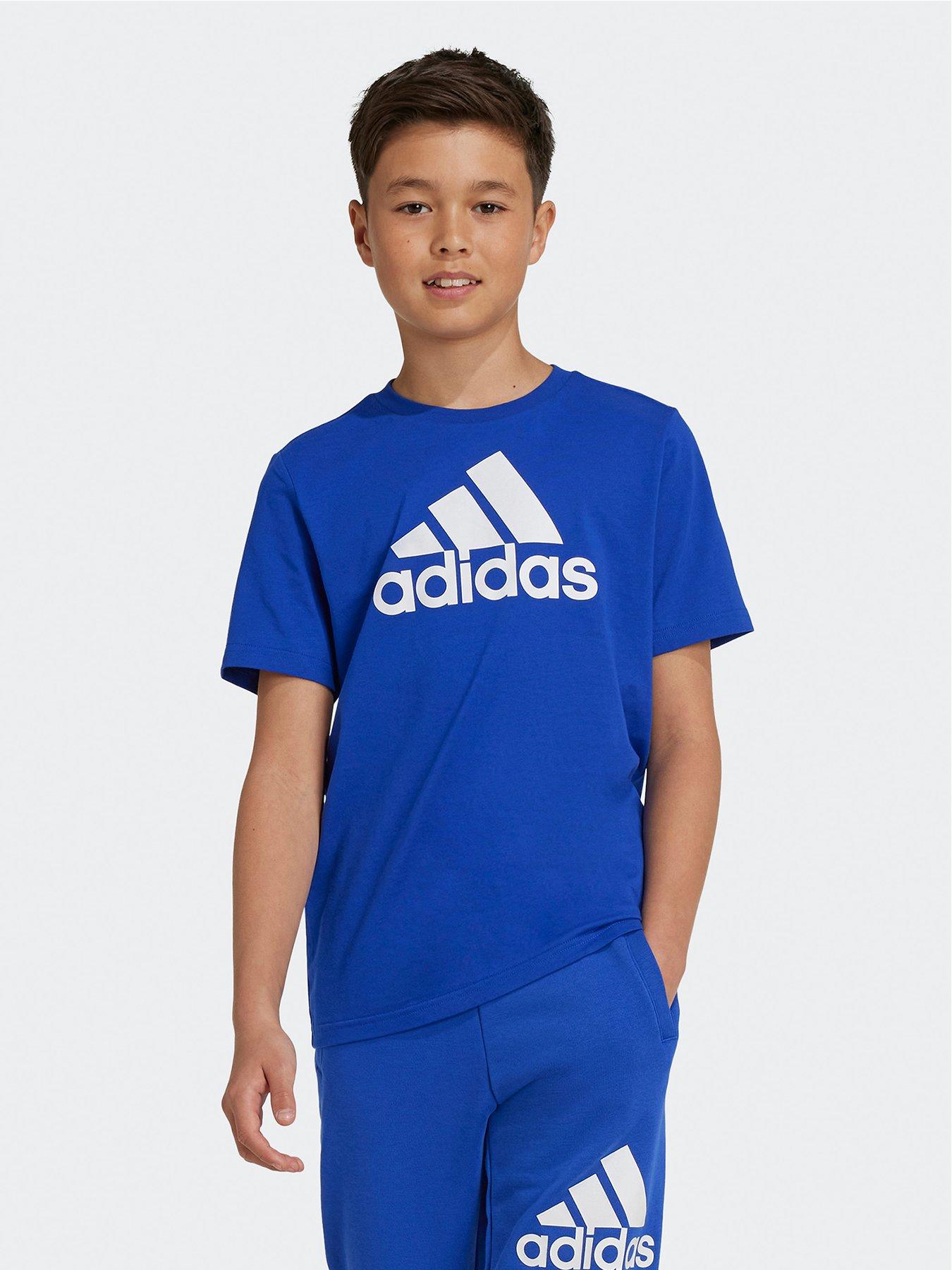 adidas Sportswear Junior Boys Essentials Big Logo T-shirt - Blue, Blue, Size 7-8 Years