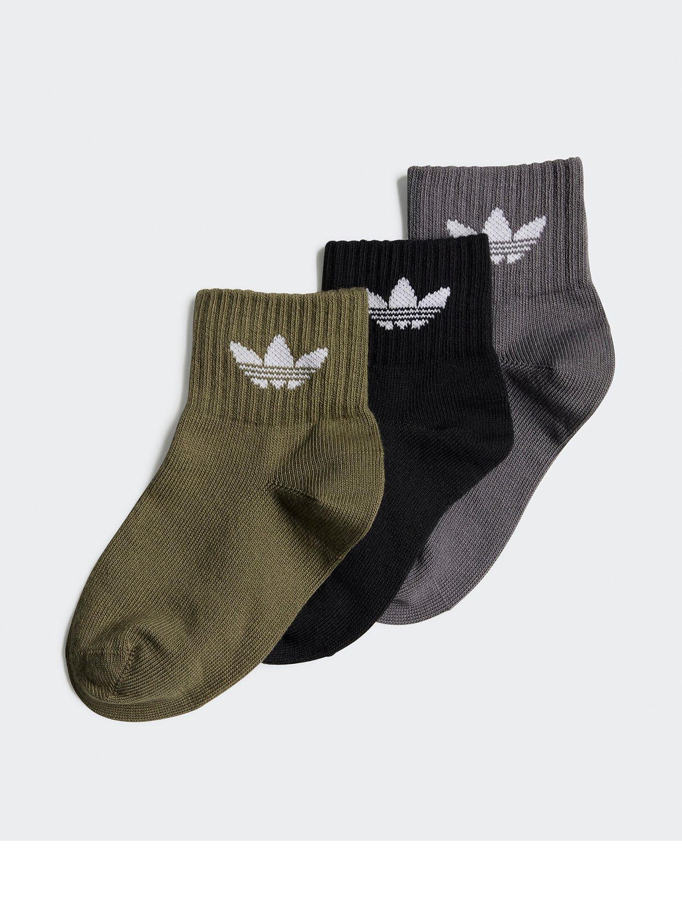 adidas Originals Kids Ankle Socks - 3 Pack - Grey Multi, Multi, Size 3-5