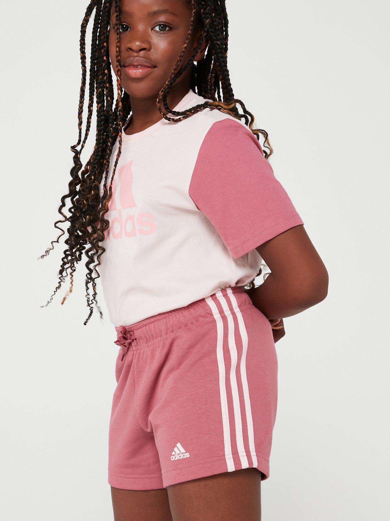 SKY PINK STRIPES GIRLS SHORTS - SKY/PINK