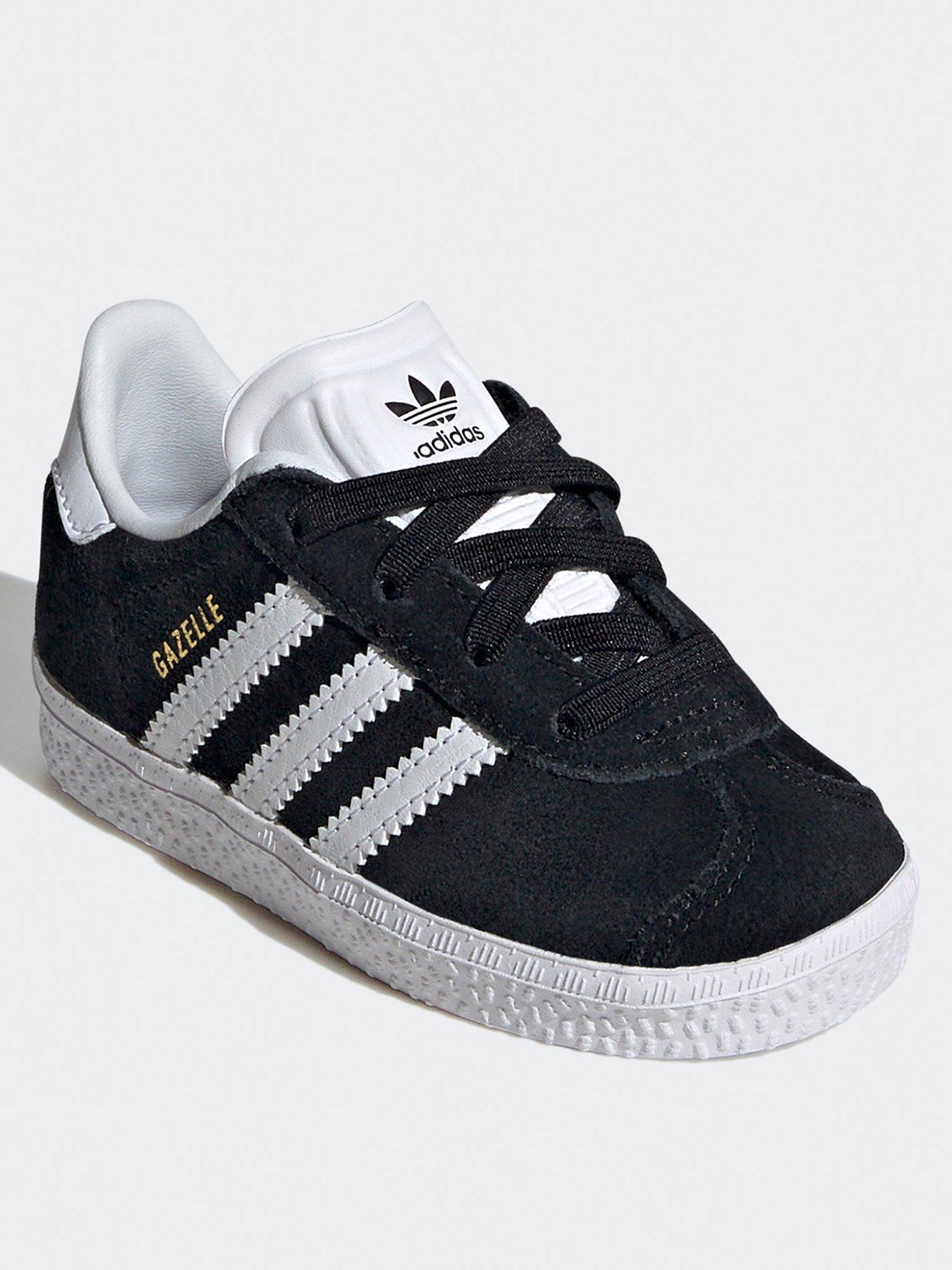 Unisex Infant Gazelle Elastic Trainers Black white