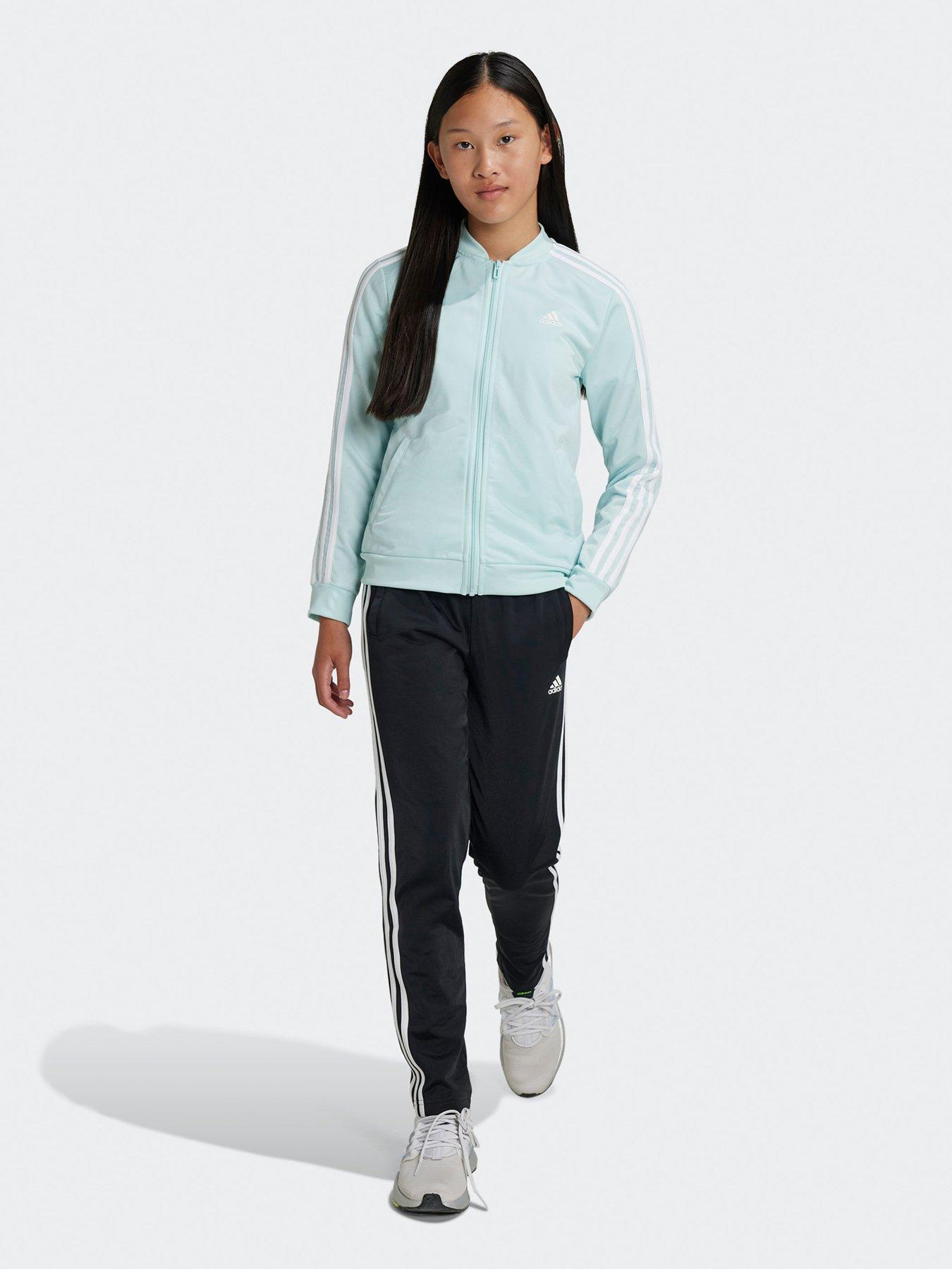Older Girls 3 Stripe Tracksuit Turquoise