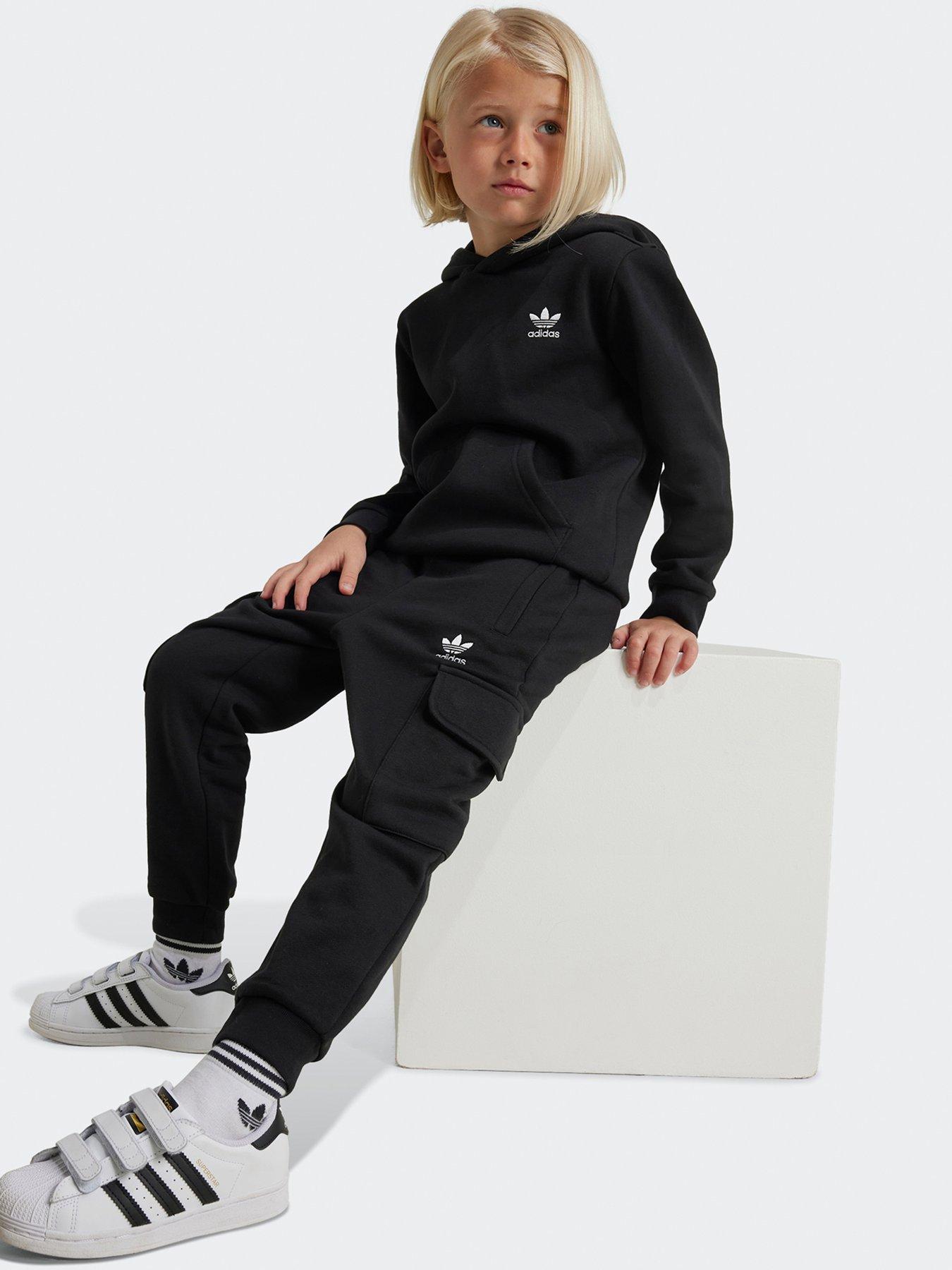 Image 1 of 3 of adidas Originals Boys Kids Full Zip Hoodie Cargo Tracks - Black