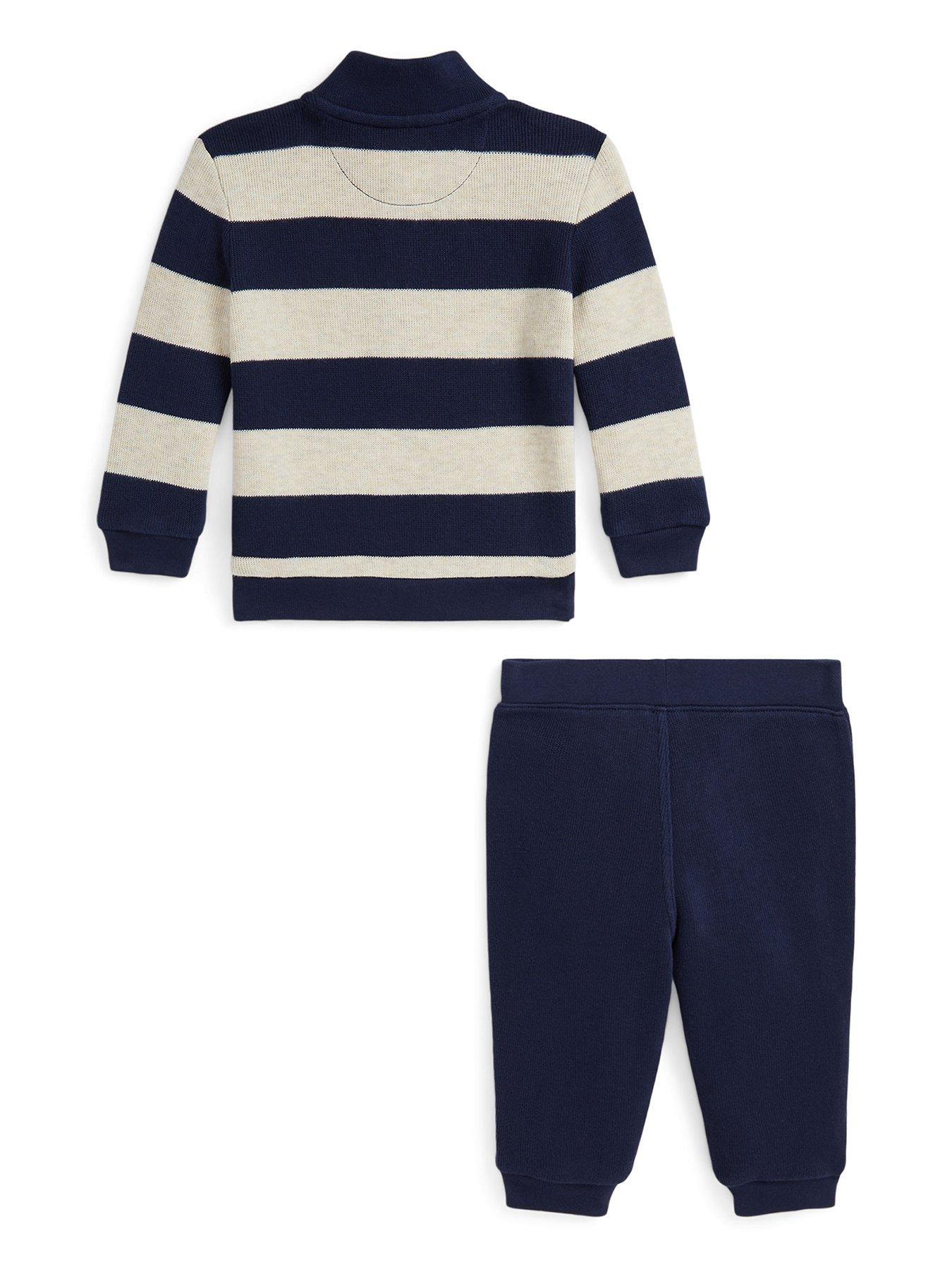 Polo Ralph Lauren Baby Boys Stripe Rib Mock Neck Set Navy multi Very