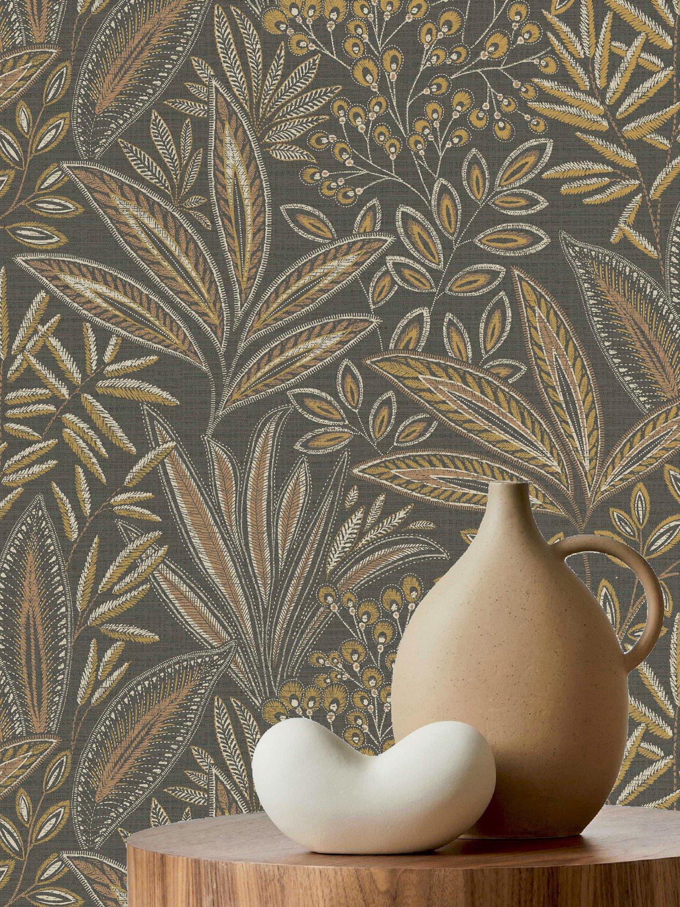 Crown Sahara Leaf Deep Mocha Wallpaper | Very