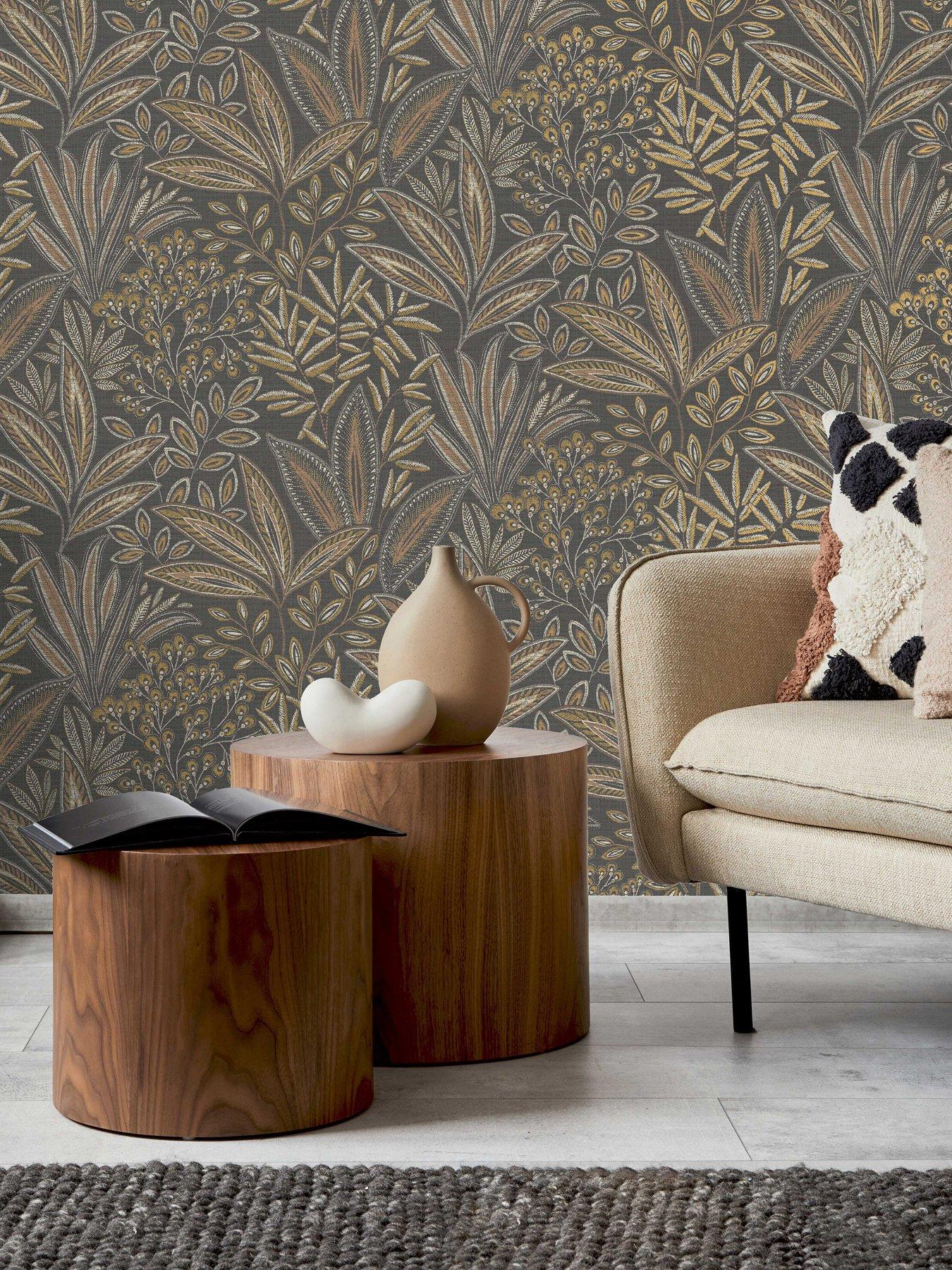 Crown Sahara Leaf Deep Mocha Wallpaper | Very.co.uk