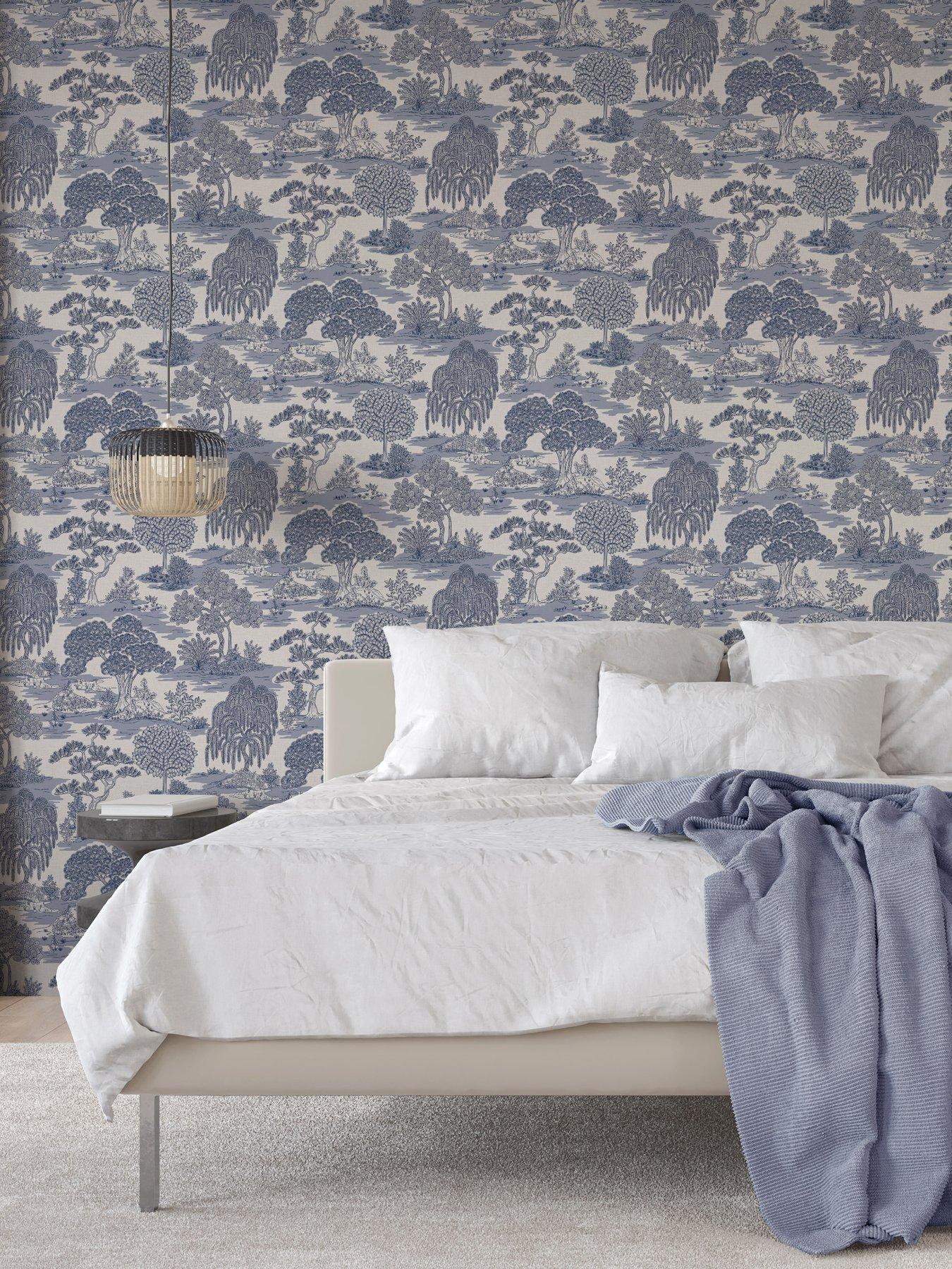 Product photograph of Fine Decor Zen Blue Wallpaper from very.co.uk