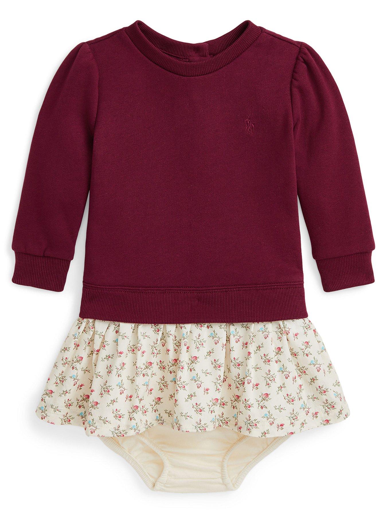undefined Baby Girls Print Hem Sweat Dress - Red