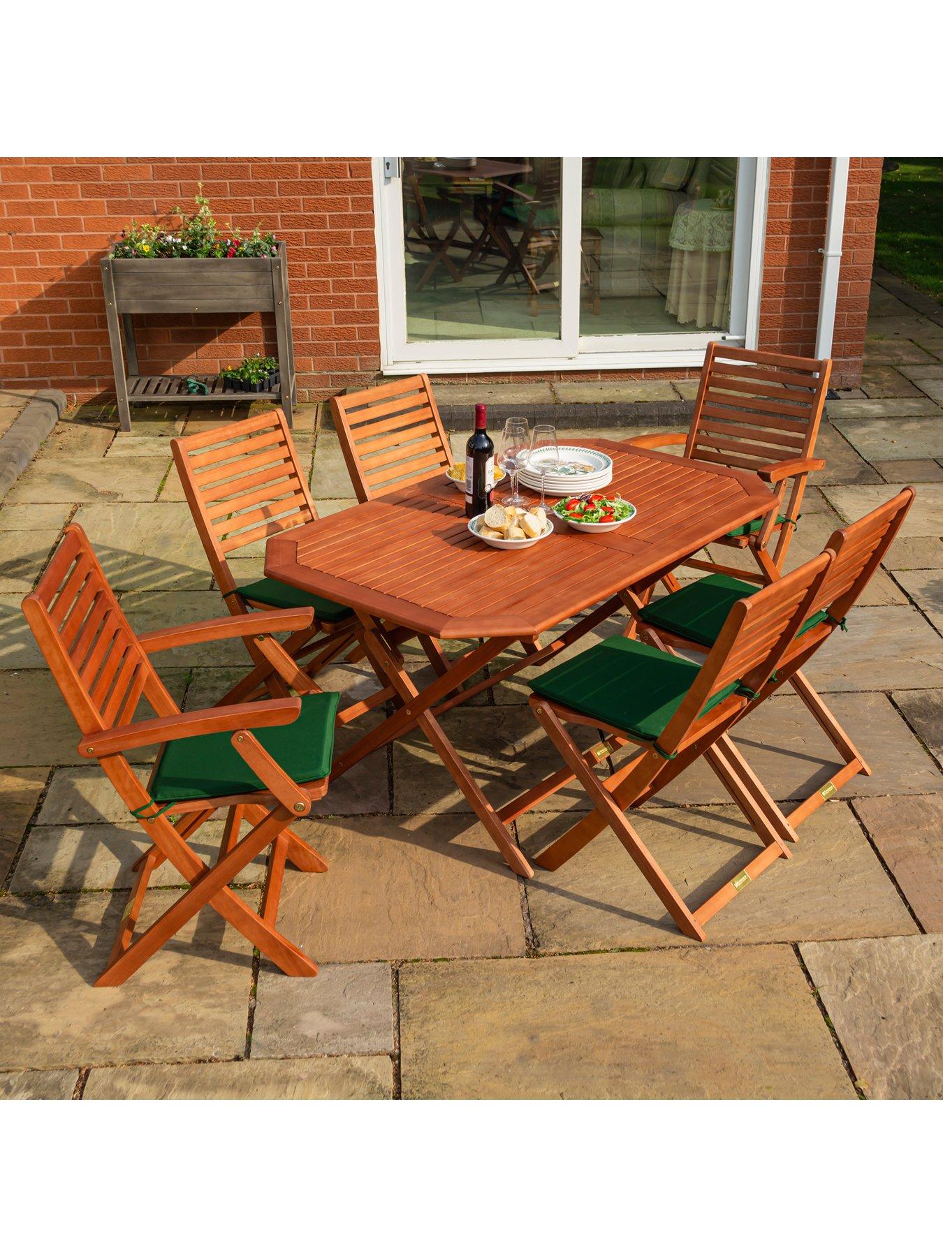 undefined Plumley 6-Seater Dining Set (With Green Cushions)