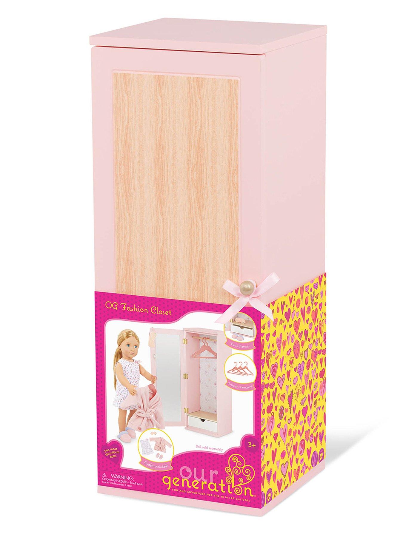 Our Generation Wooden Wardrobe 46 cm Dollhouse Furniture Very