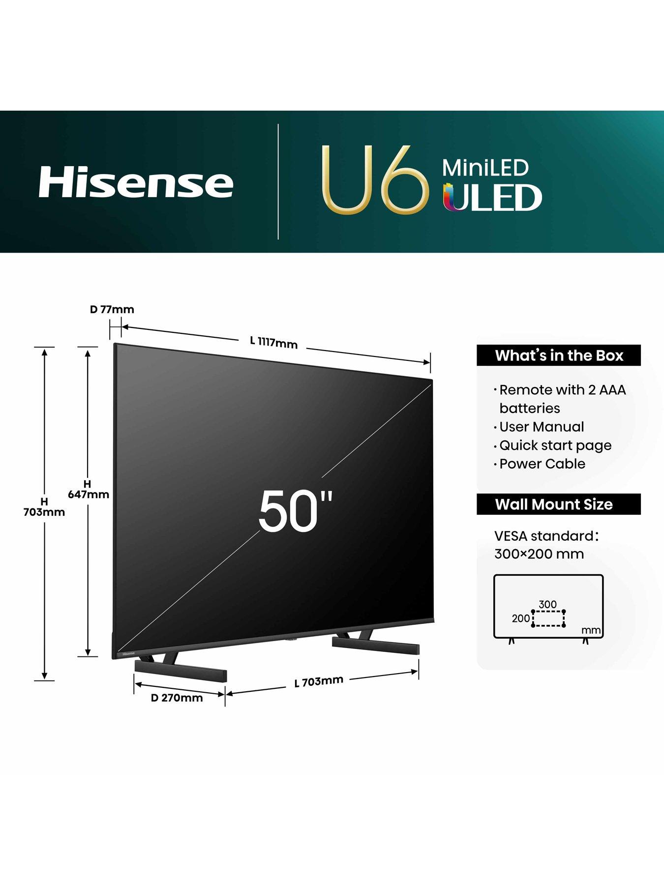 Image 6 of 8 of Hisense 50U6NQTUK, 50-inch, Mini-LED, 4K HDR,&nbsp;Smart TV