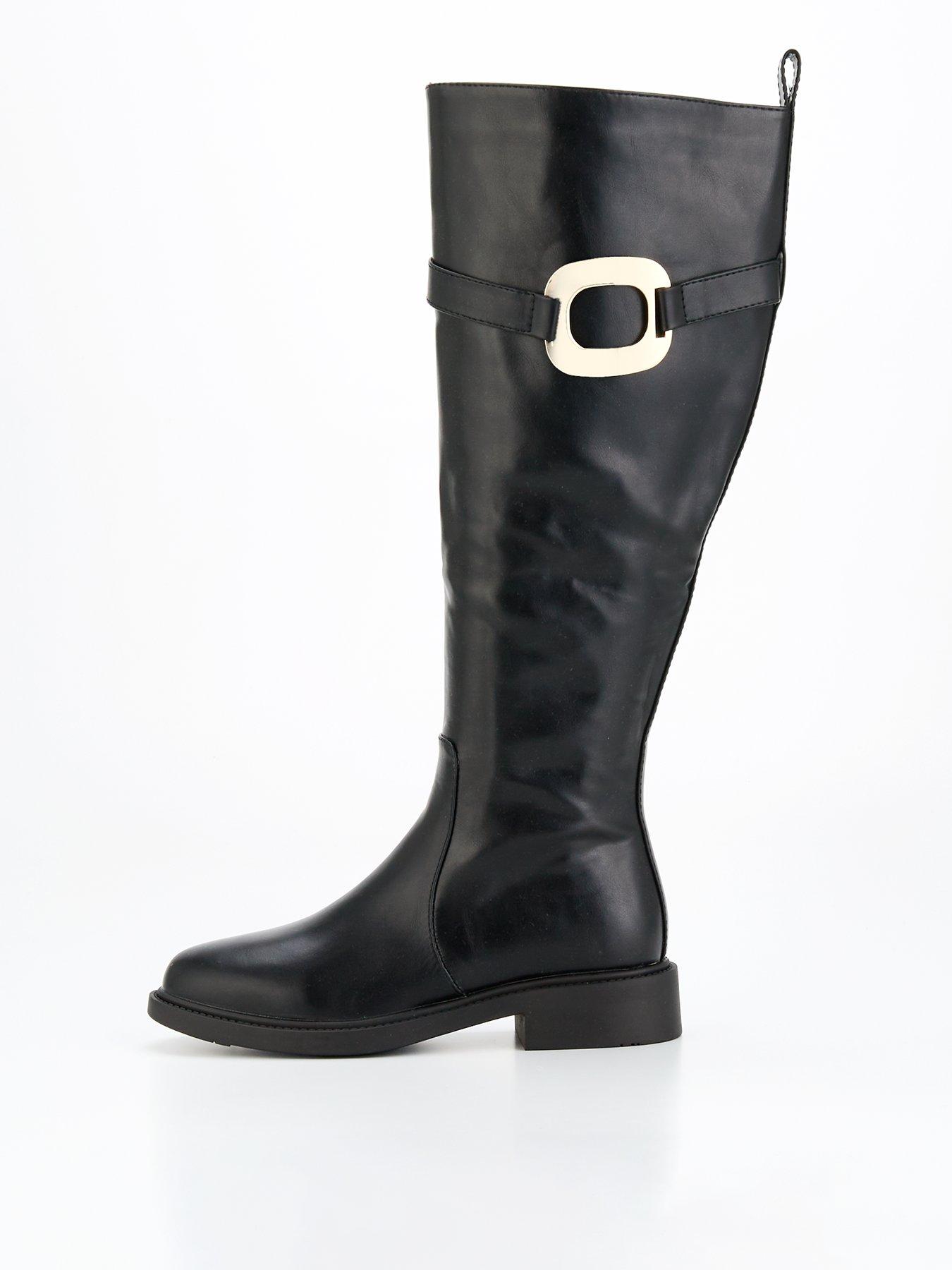 Raid georgia black leather look over the knee boots best sale