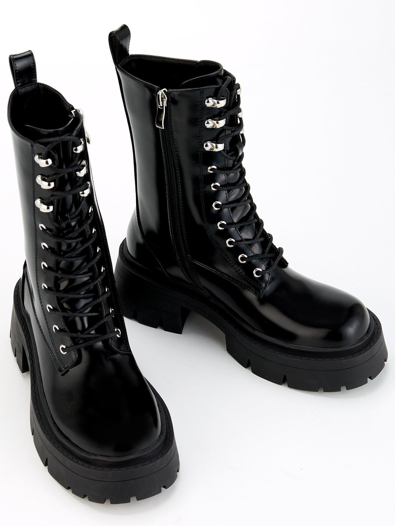 Raid overa black flat lace up boots best sale