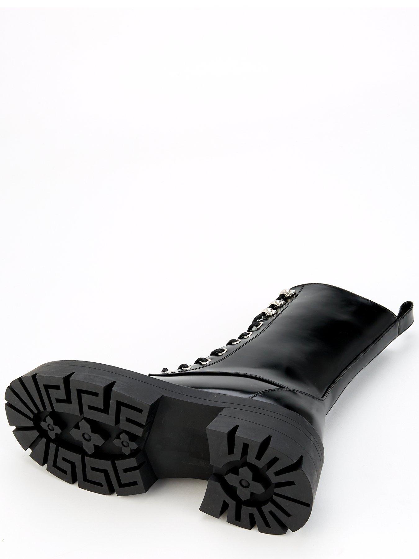 Raid overa black flat lace up boots sale