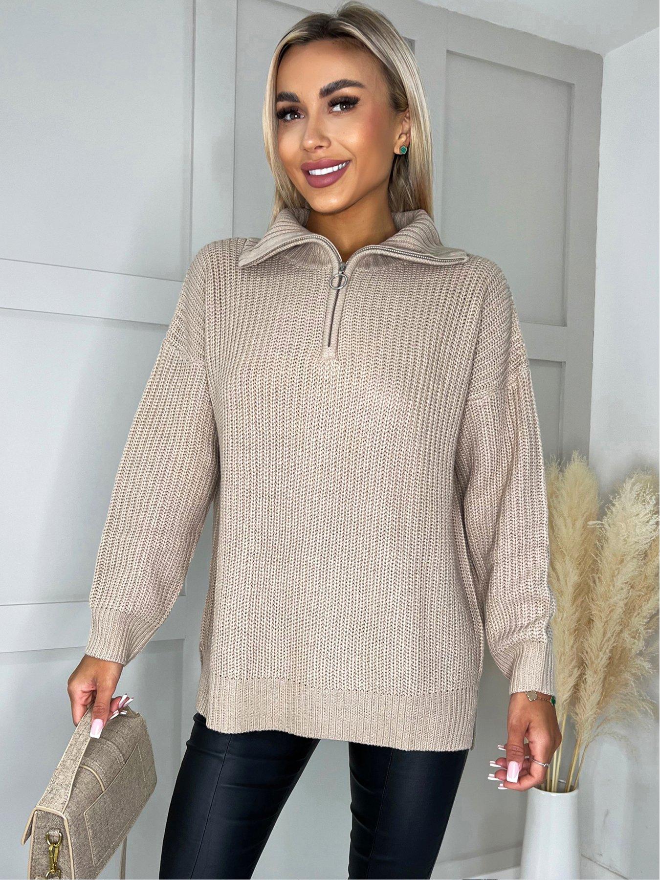 undefined Half Zip Jumper - Beige