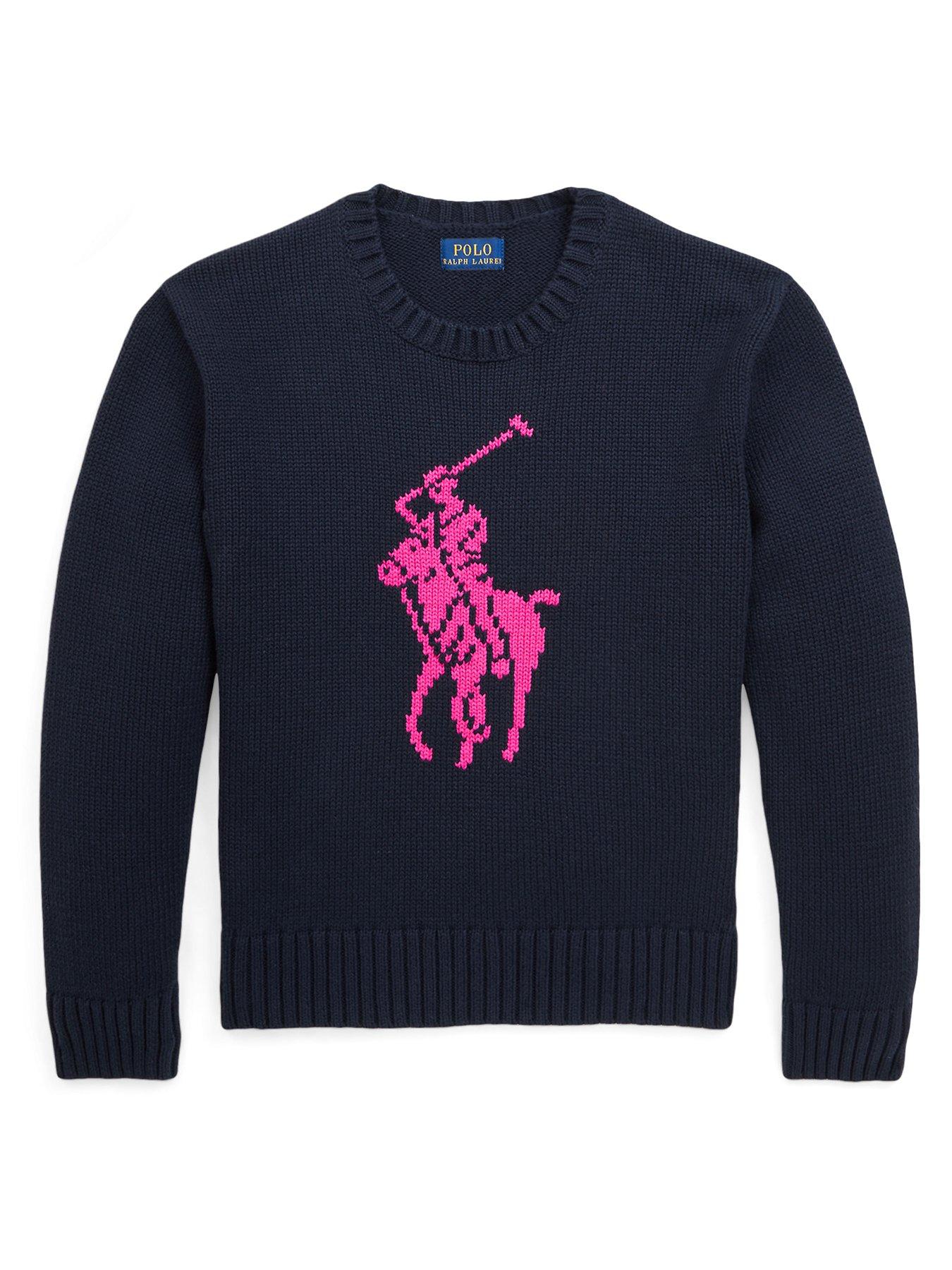 Polo Ralph Lauren Girls Large Pony Knit Jumper Navy Very