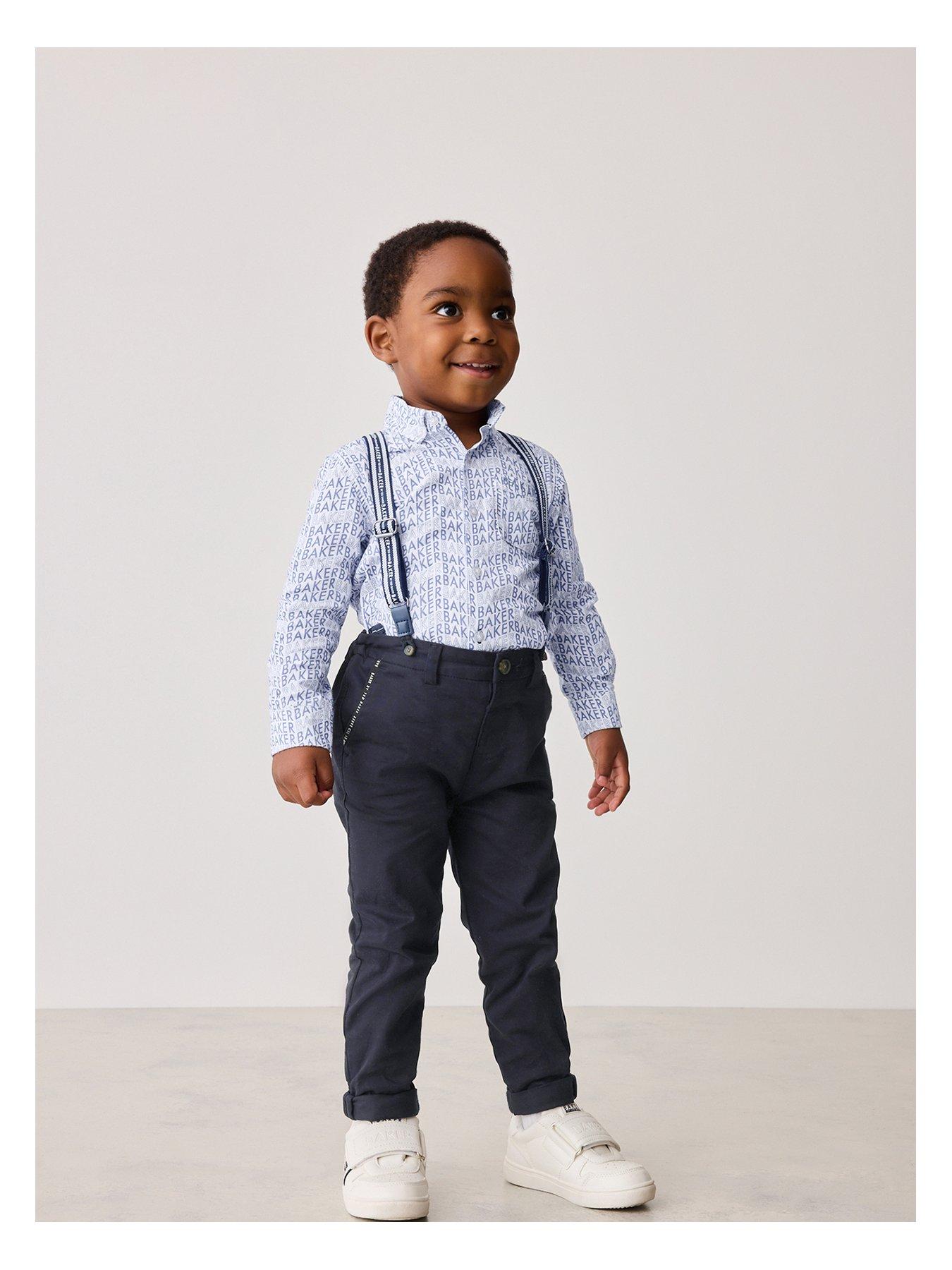 undefined Toddler Boys Brace Shirt and Trouser Set - Navy