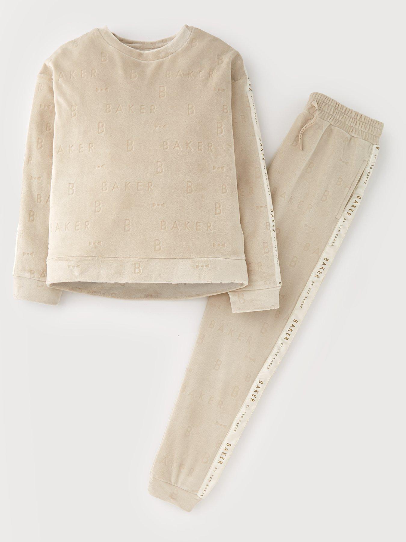 undefined Girls Embossed Cosy Lounge Set - Cream