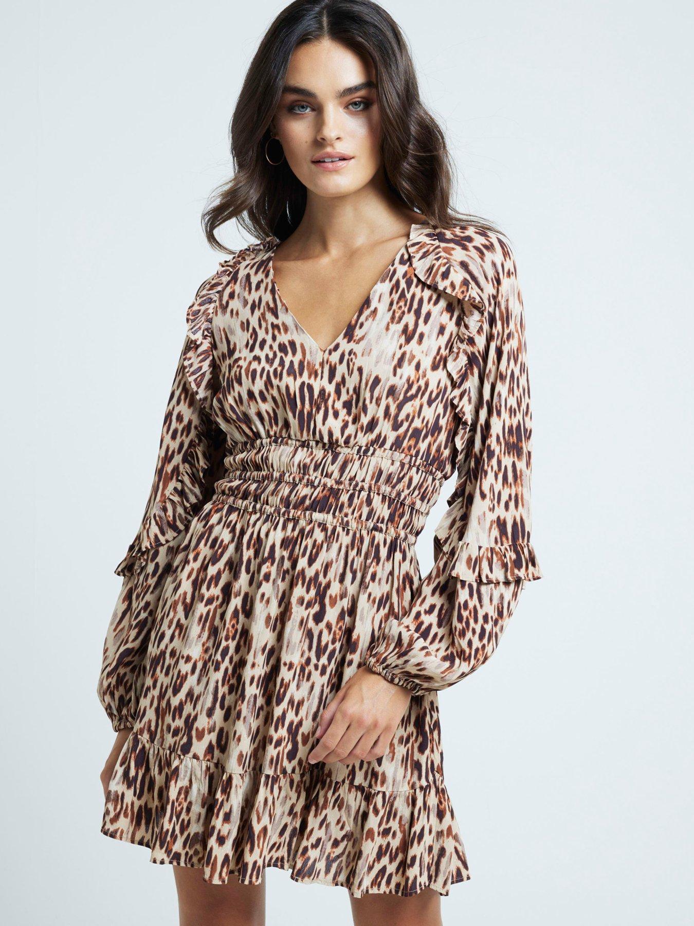 undefined Frill Detail Tea Dress - Light Beige