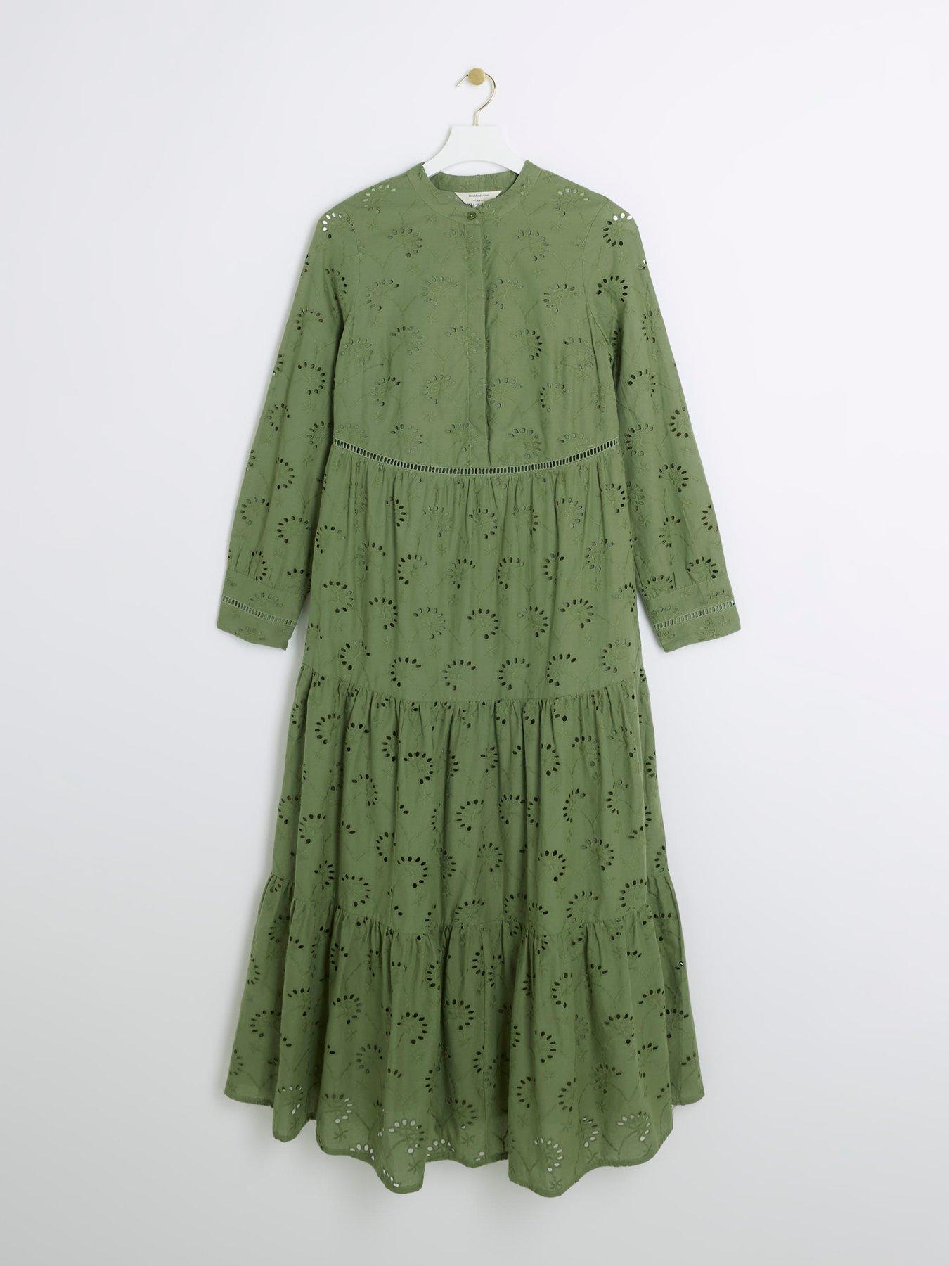 River island print midi dress khaki sales