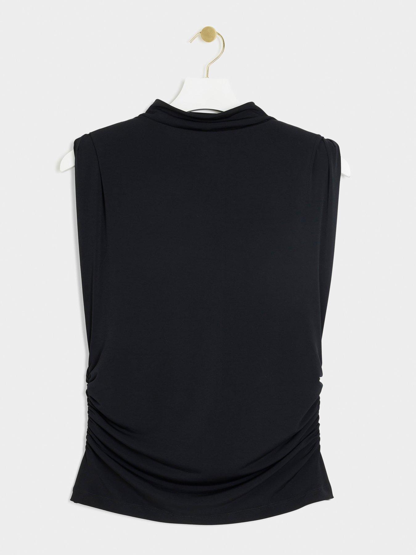 River Island Slinky Shoulder Pad Top Black Very