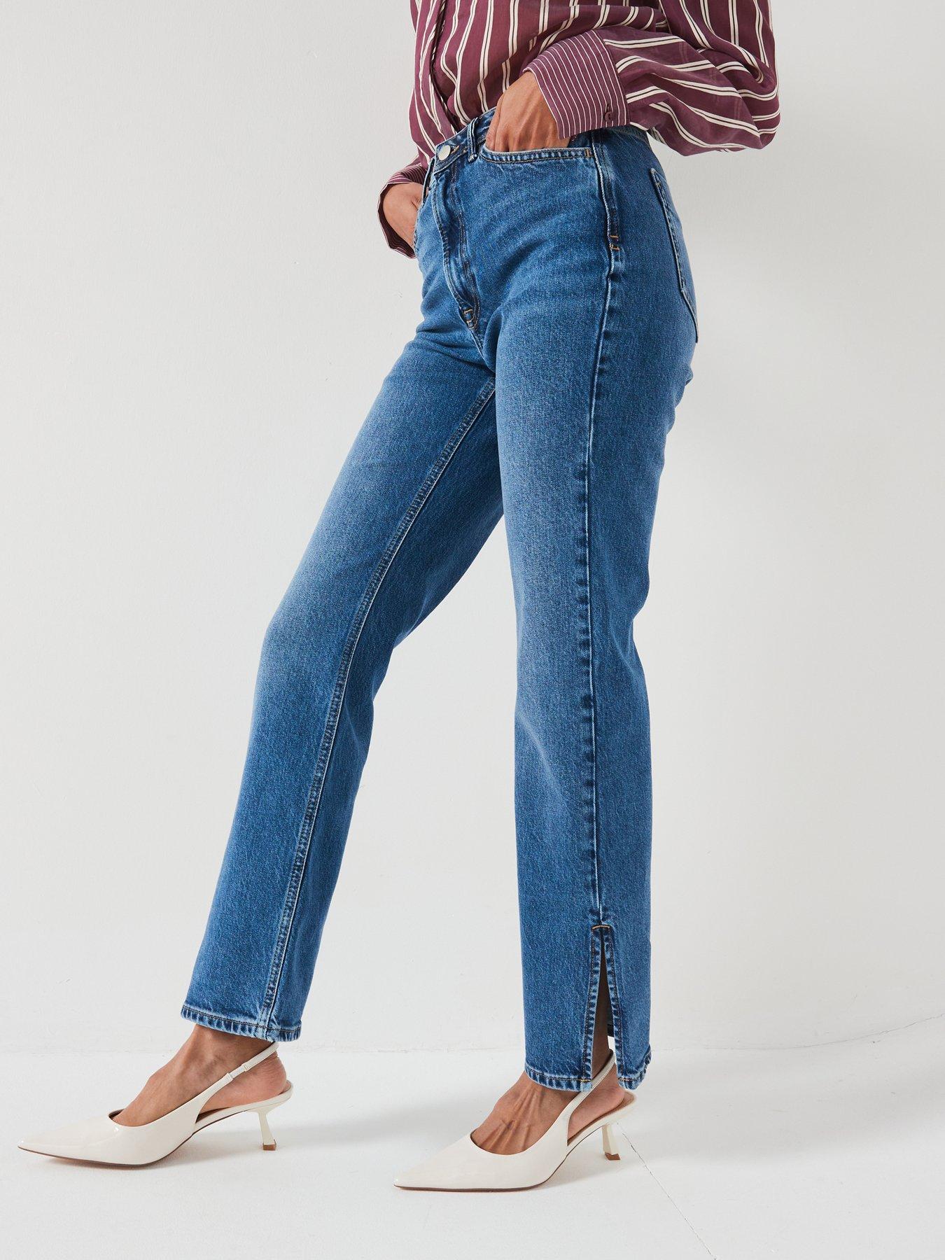 V by Very Split Hem Straight Leg Jeans - Midi Wash | Very