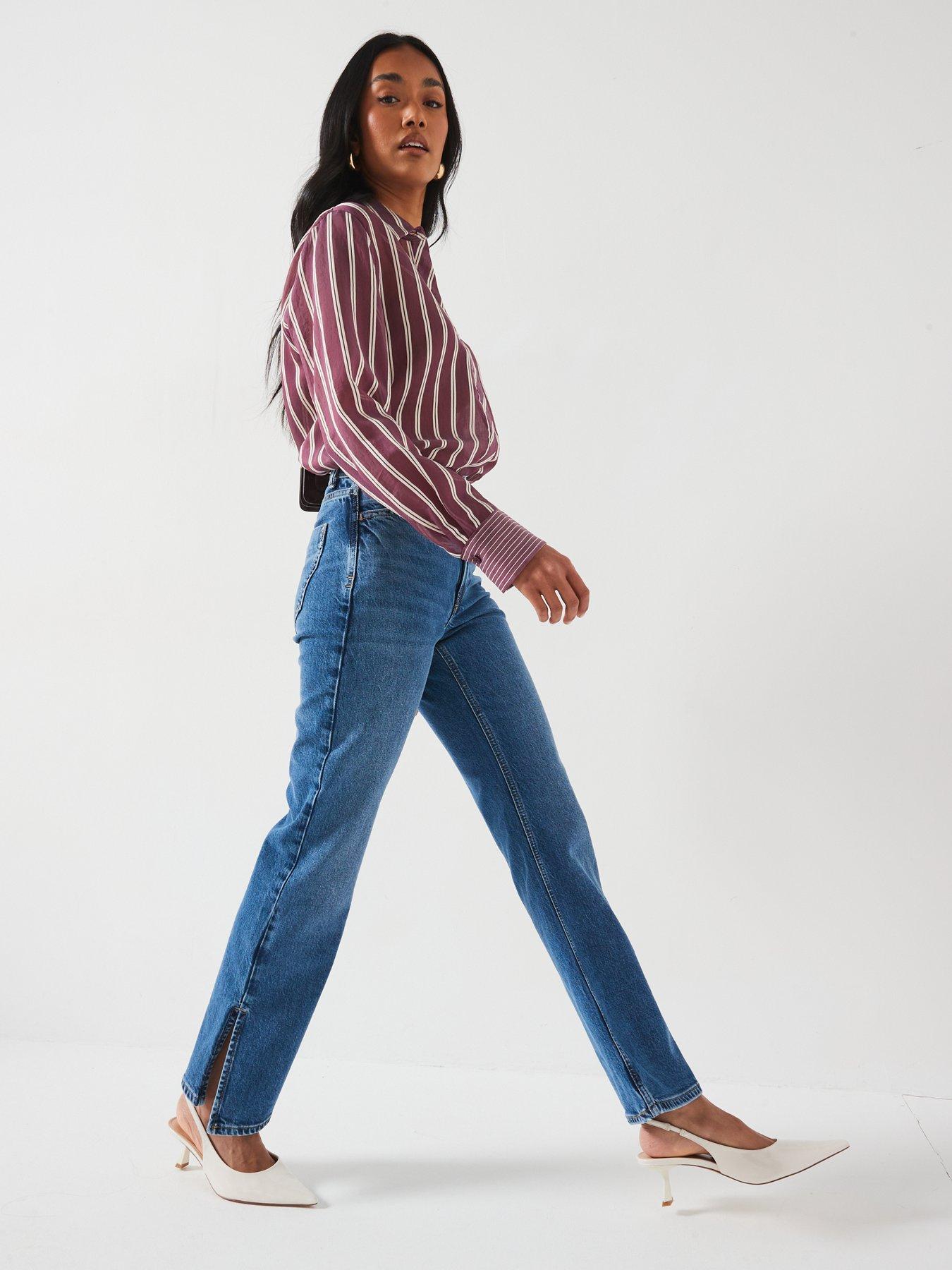 V by Very Split Hem Straight Leg Jeans - Midi Wash | Very