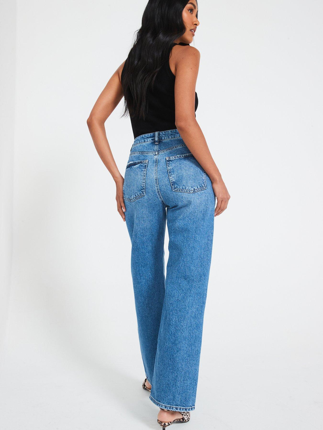 High Waist Wide Leg Jeans Mid Wash