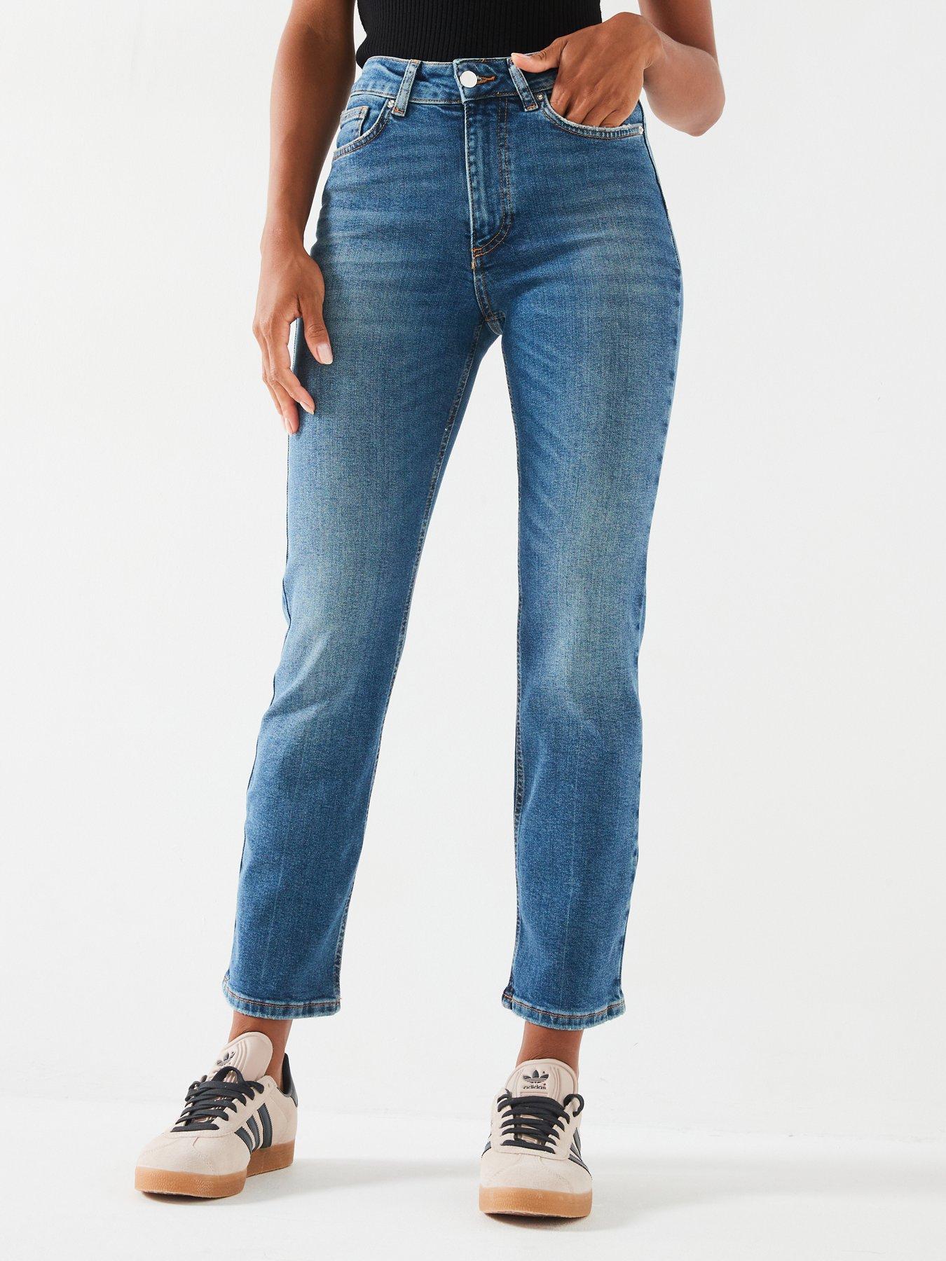 undefined High Waist Comfort Slim Jeans - Midi Wash