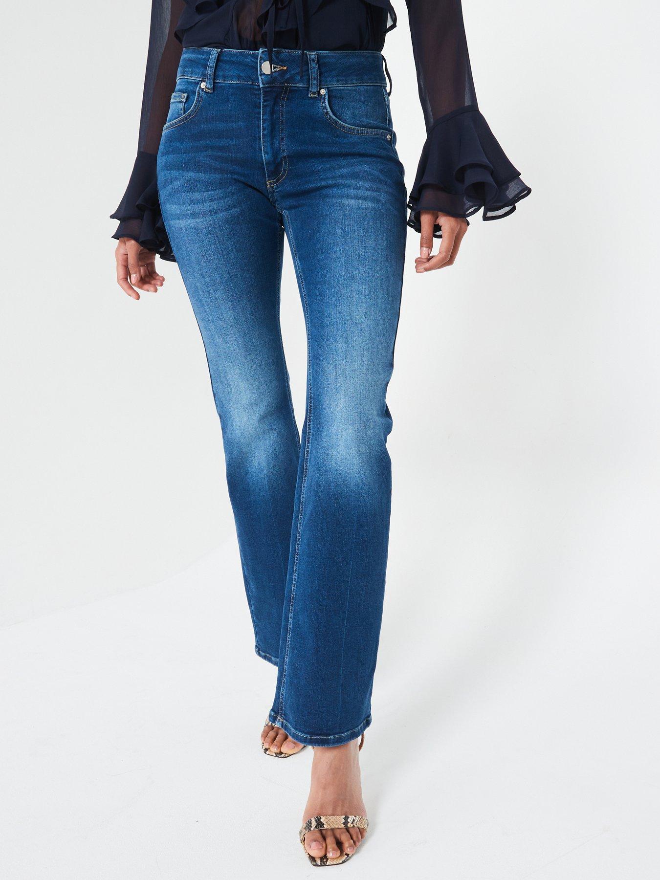 undefined Midi Rise Slim Flare Jeans - Dark Wash