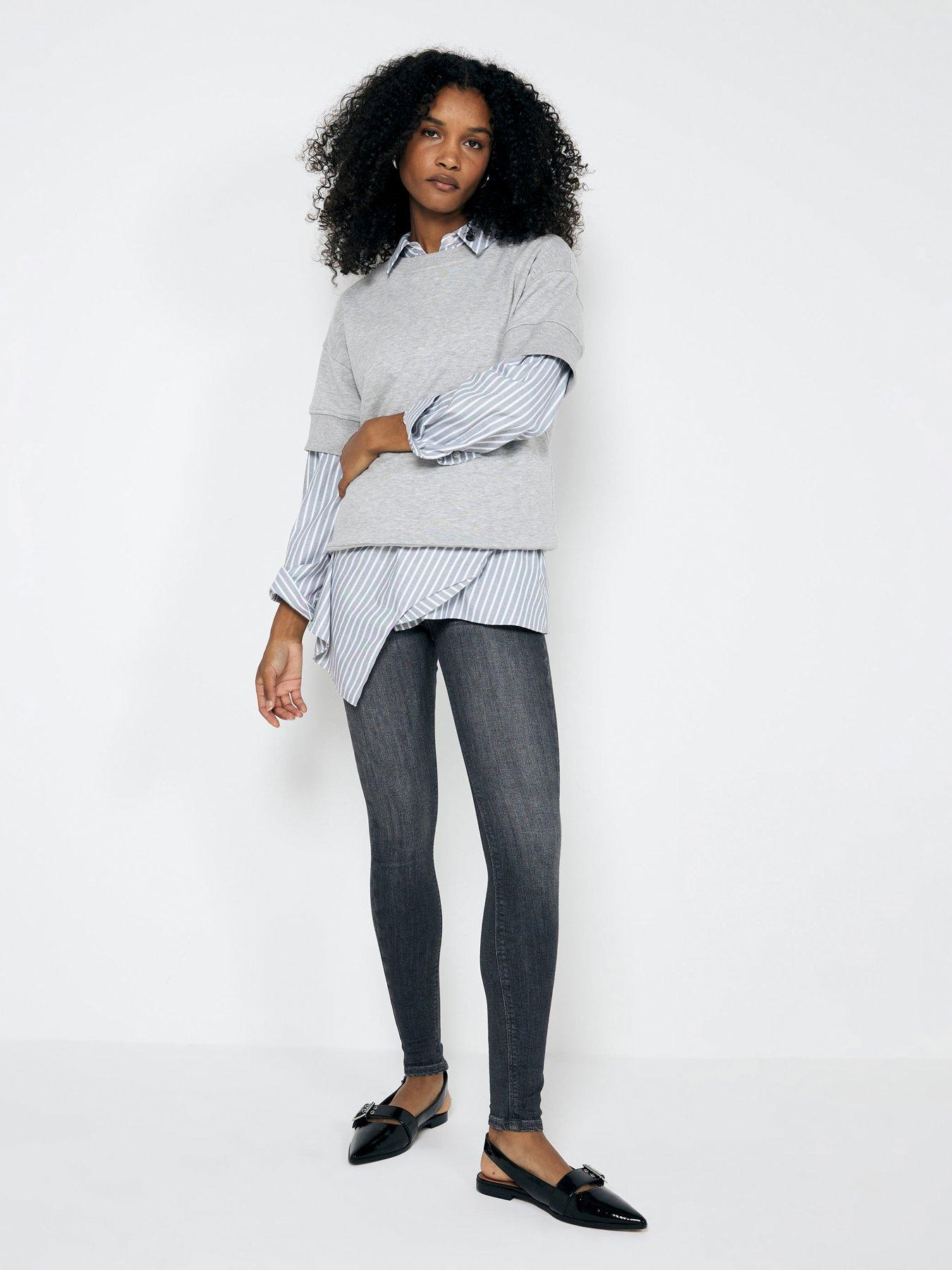undefined Molly Mid Rise Sculpt Skinny Jeans - Dark Grey