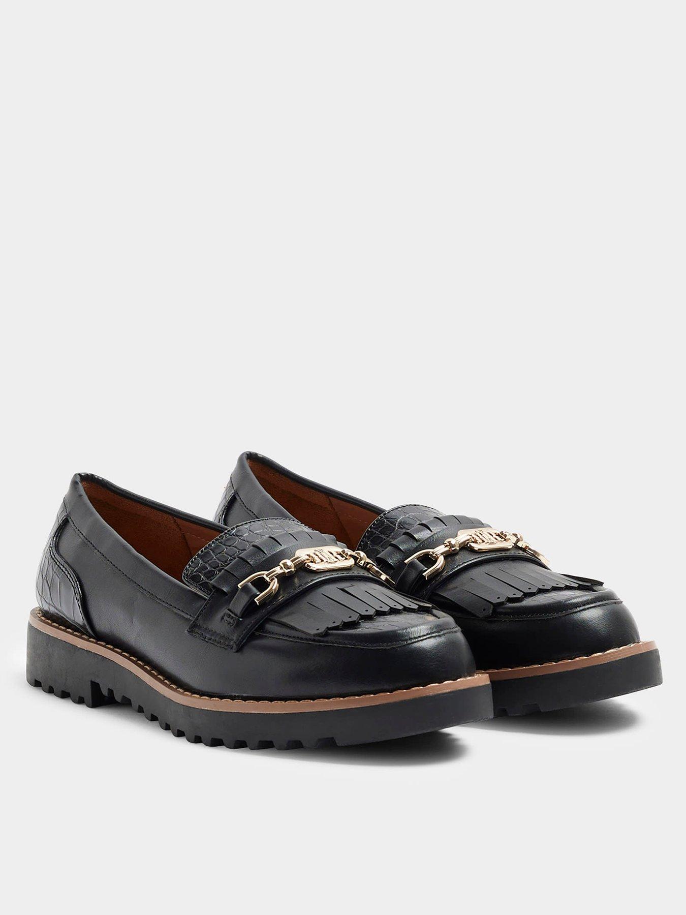Image 3 of 5 of River Island Fringed Snaffle Loafer - Black