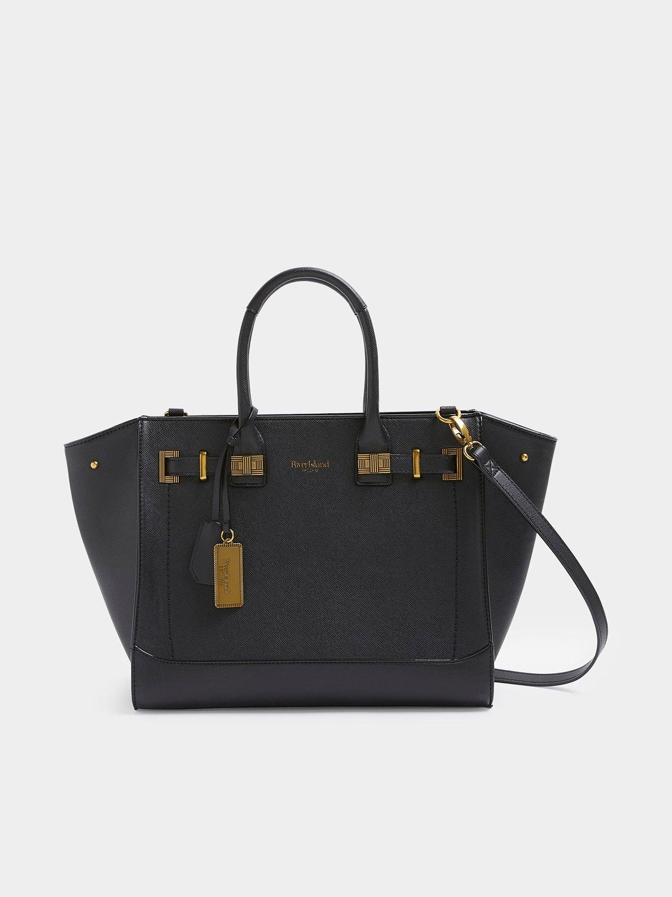 River Island Lock Tab Tote Bag Black Very