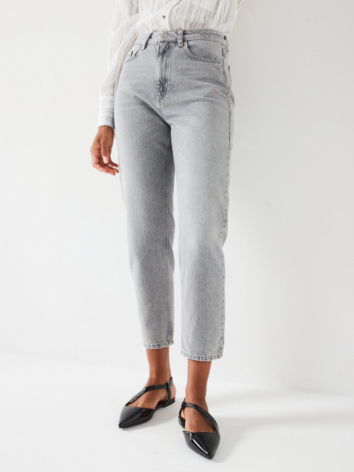 undefined High Waist Mom Jeans - Grey