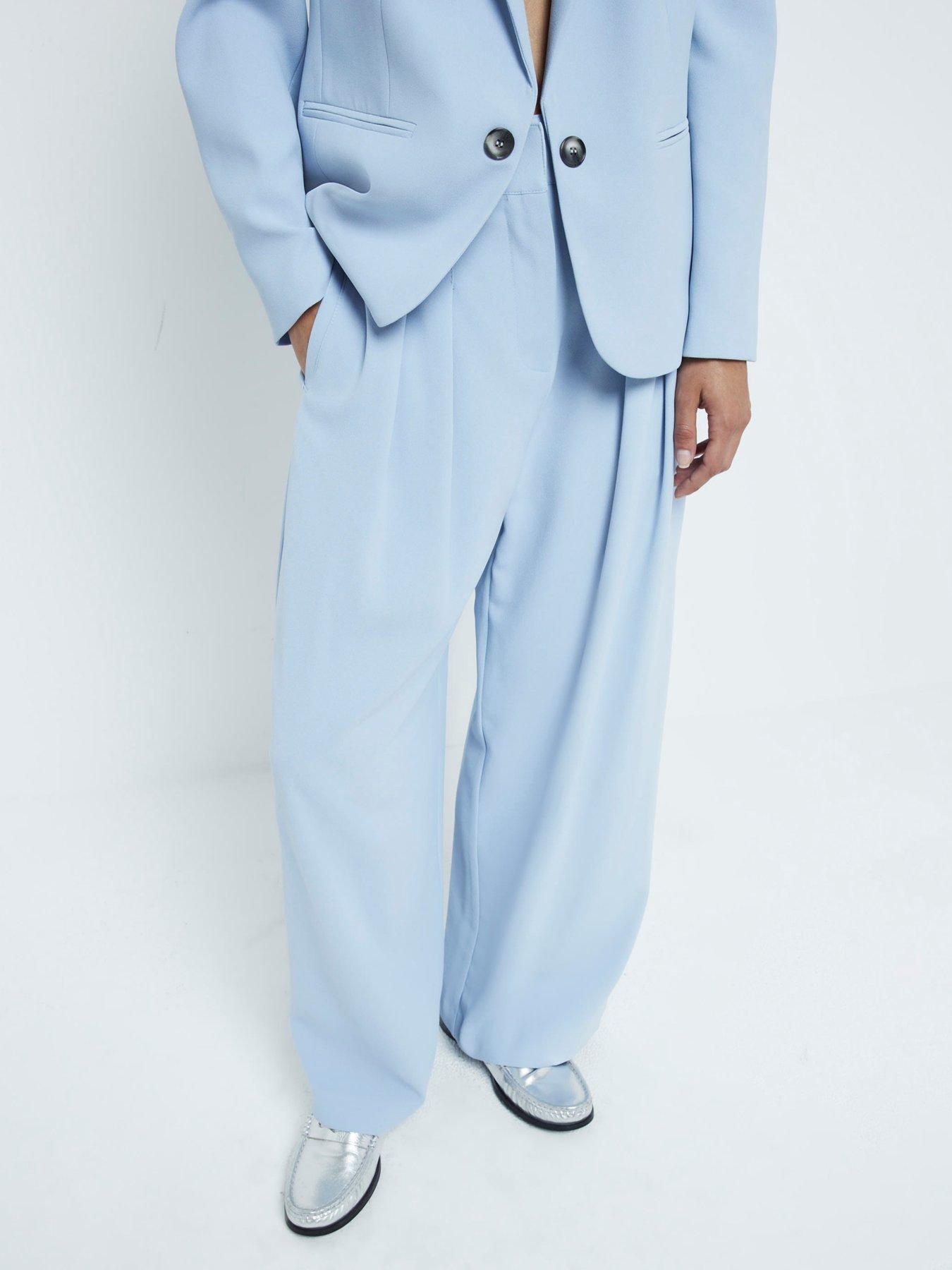 River Island Wide Leg Trouser - Light Blue