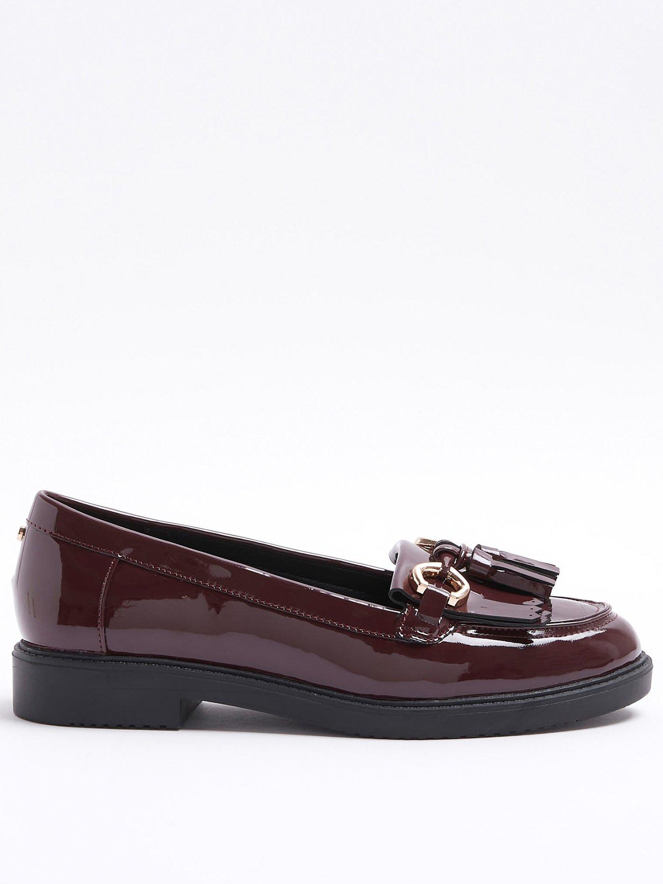 River Island Wide Fit Tassle Snaffle Loafer Dark Red Very
