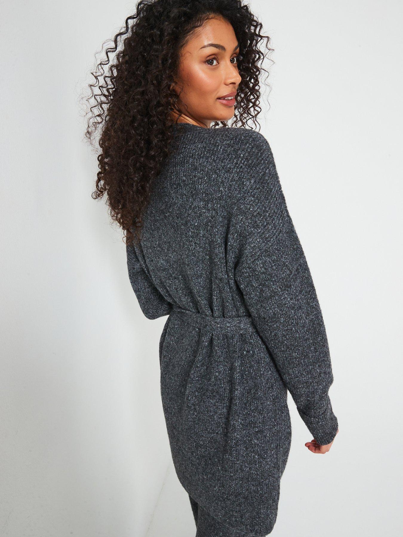 Image 2 of 6 of V by Very Wrap Front Cardigan Coord - Grey