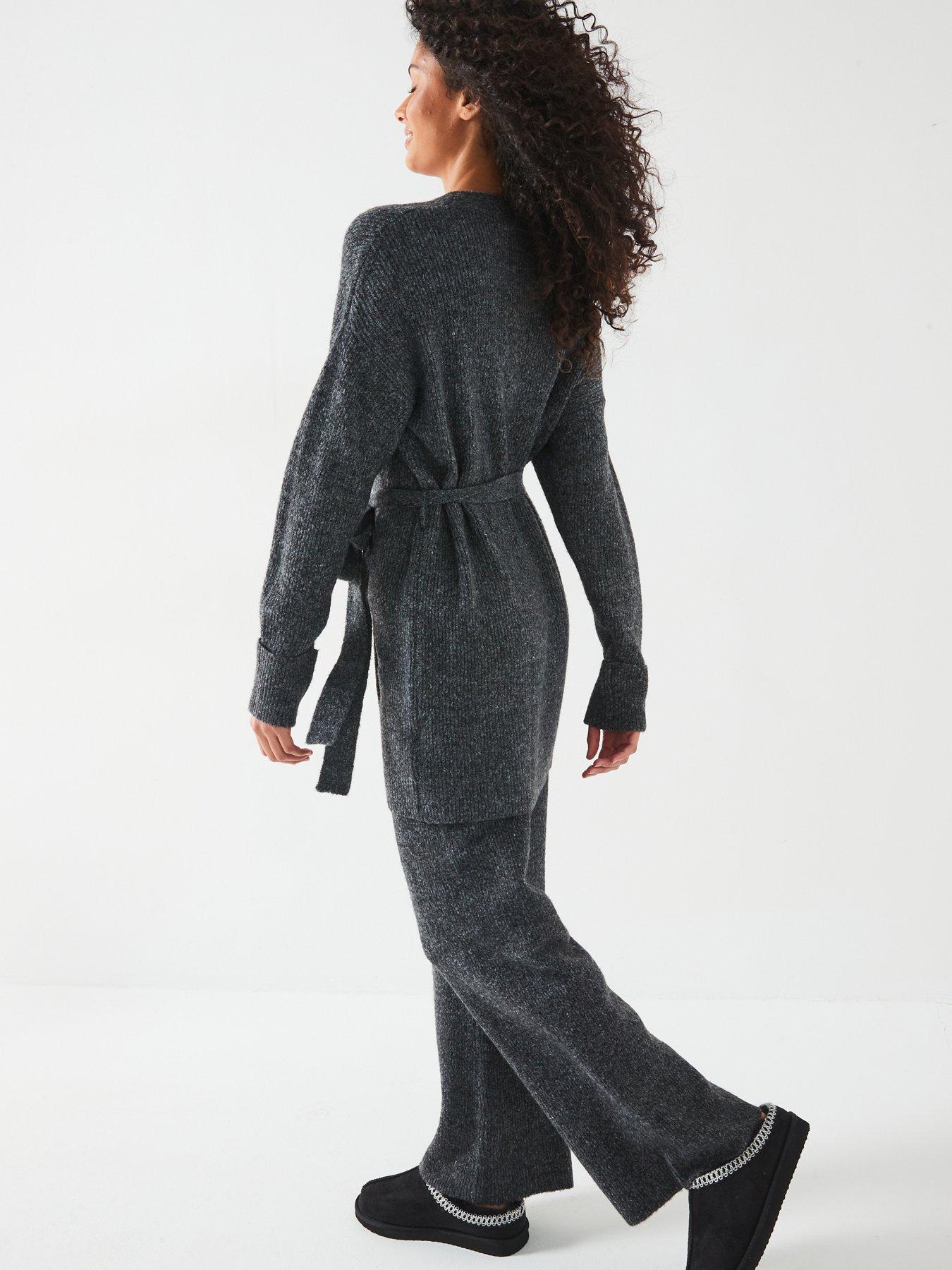 Image 5 of 6 of V by Very Wrap Front Cardigan Coord - Grey
